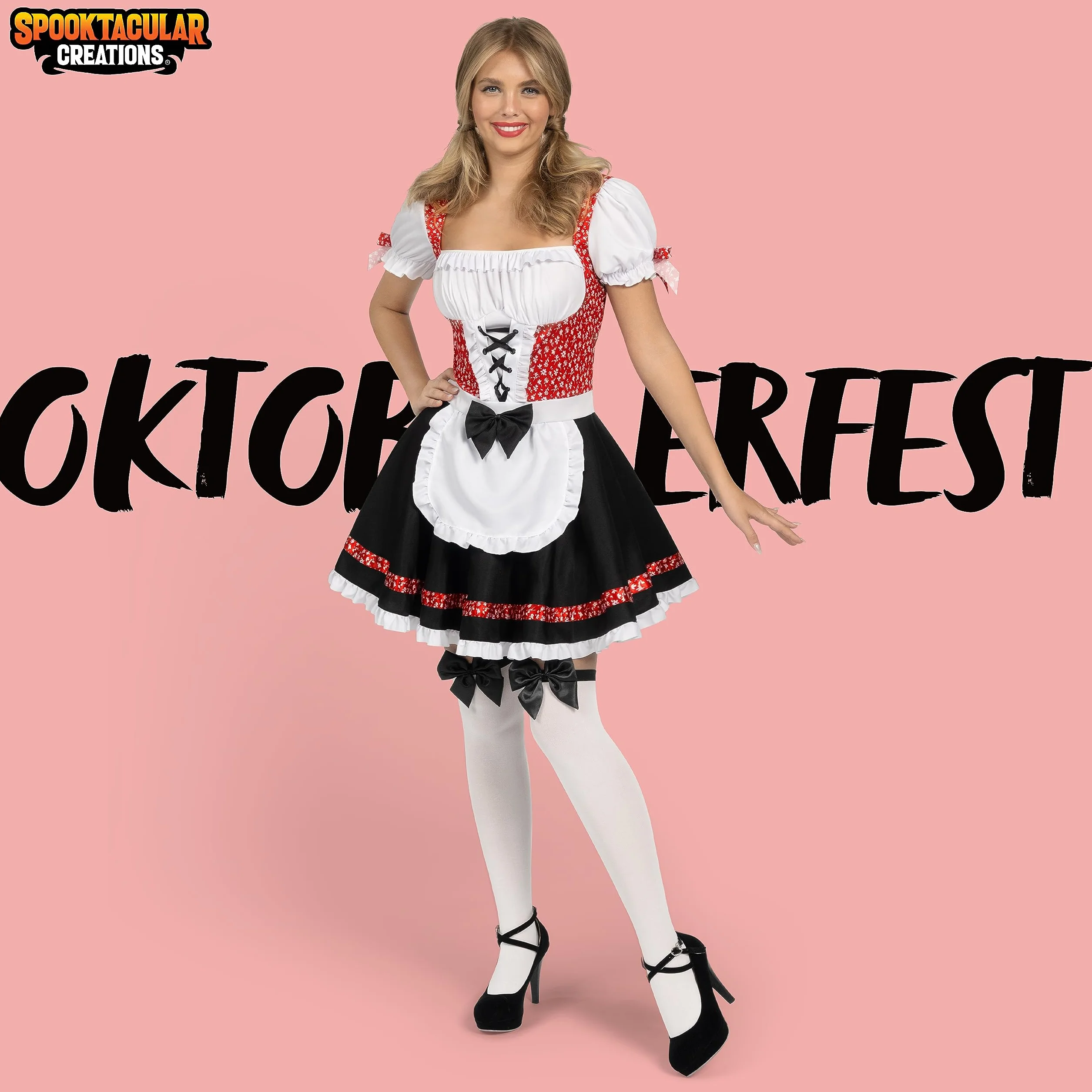 Spooktacular Creations Damski kostium na Oktoberfest, sukienka Dirndl, niemiecka piwo, stroje na Halloween, imprezę, piwo, karnawał