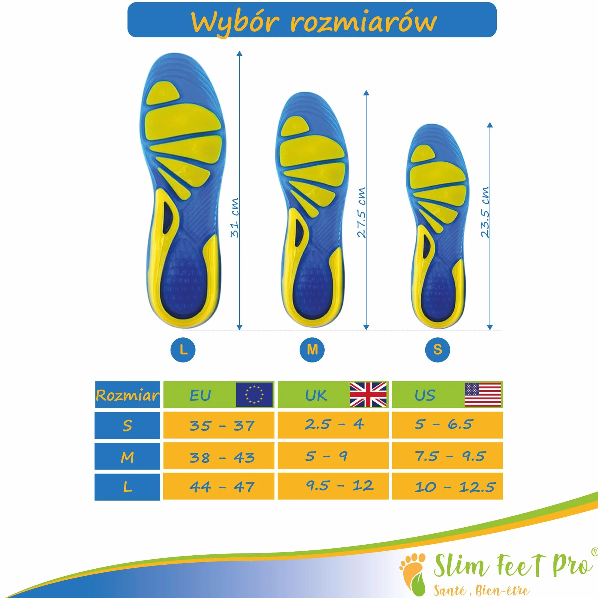 Żelowe wkładki do butów antywstrząsowe, unisex, rozmiar L – sport, trekking, chodzenie, buty ochronne | Antypoślizgowe, antyzapachowe, dla stóp wrażliwych, płaskich i z haluksami