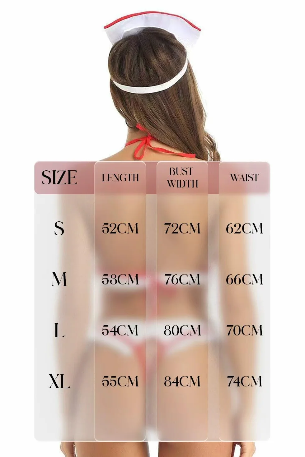 Bommi Fairy Seksowny kostium Babydolls dla kobiet, opaska na czoło + body pielęgniarka, kostium cosplay, 2-częściowy zestaw bielizny dla pielęgniarki, rozmiar S-XL