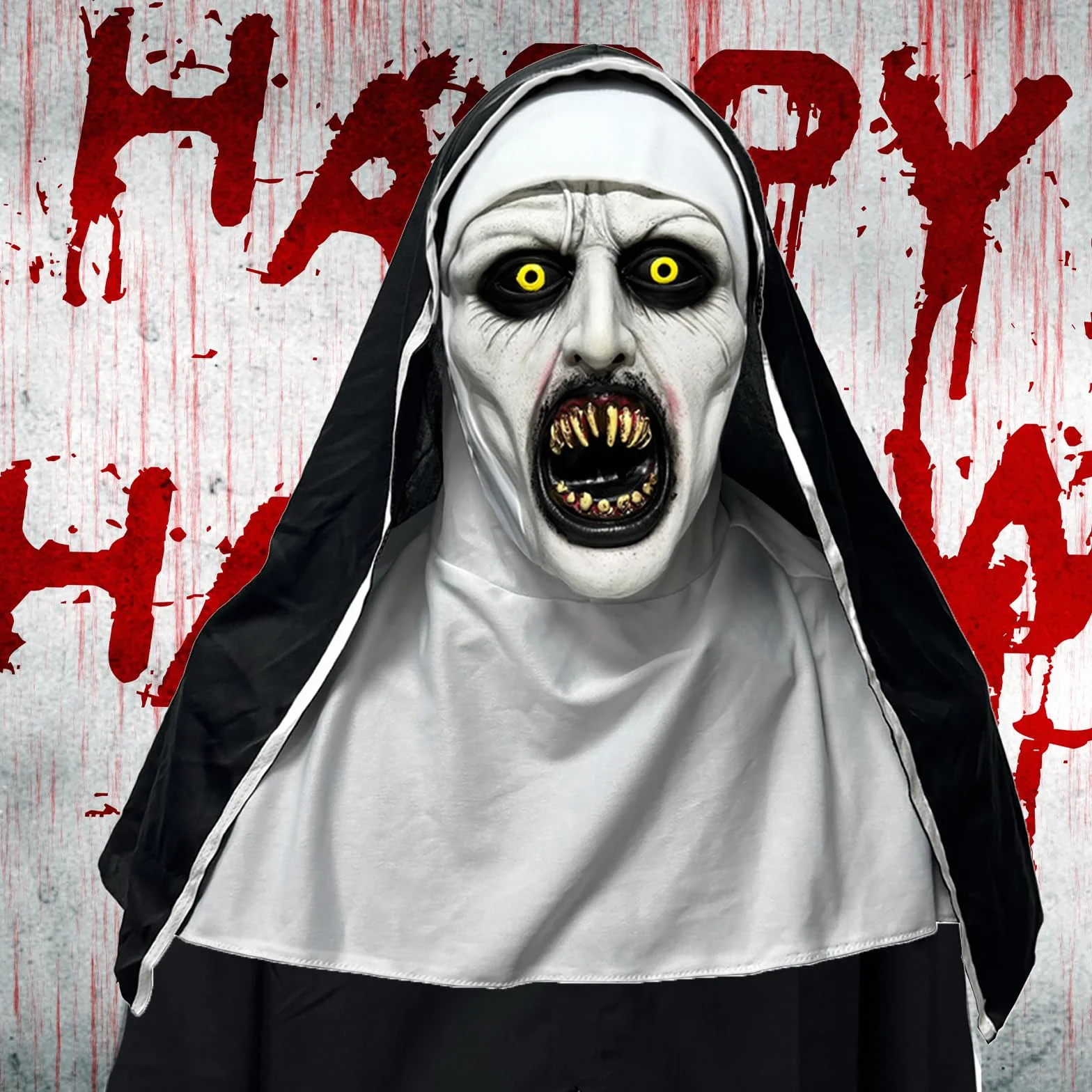 Kostium na Halloween, maska na Halloween, przerażająca zakonnica, maska na całą głowę, wykonana z lateksu, idealna na Halloween, imprezy z horroru i imprezy kostiumowe, uniseks