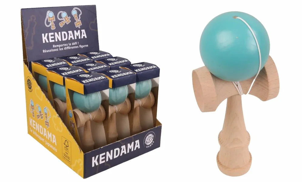 MGM GAMES - Bilboquet Kendama - Niebieski - 030260 - Gra zręcznościowa - Drewno FSC - Zabawka z drewna - Koordynacja - Bez ekranu - Tradycyjna gra - Prezent - Dziecko - Dorosły