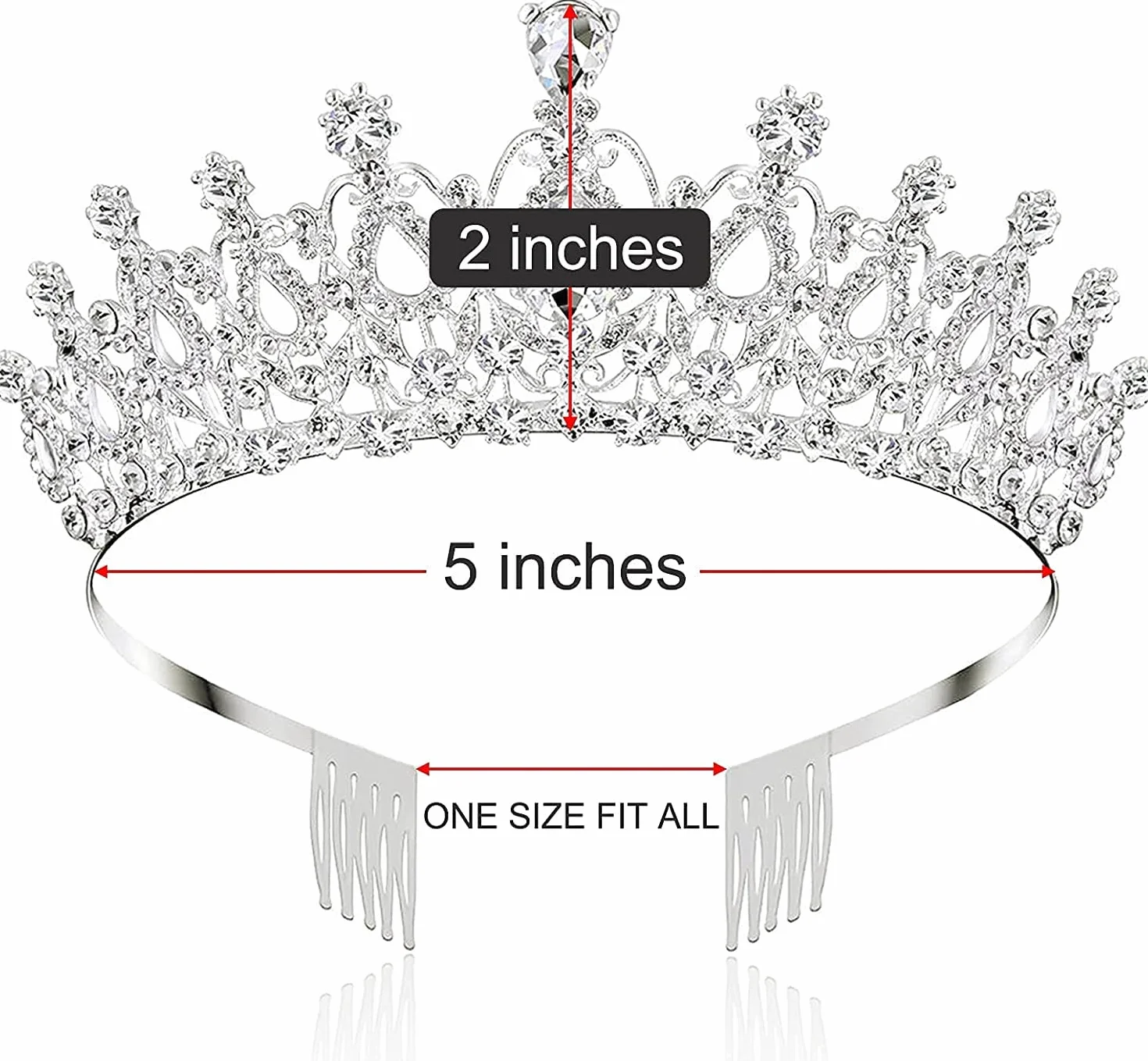 Kryształowa korona tiara, tiara z grzebieniem z kryształu górskiego, na konkursy ślubne, studniówki, imprezy księżniczki, korona urodzinowa
