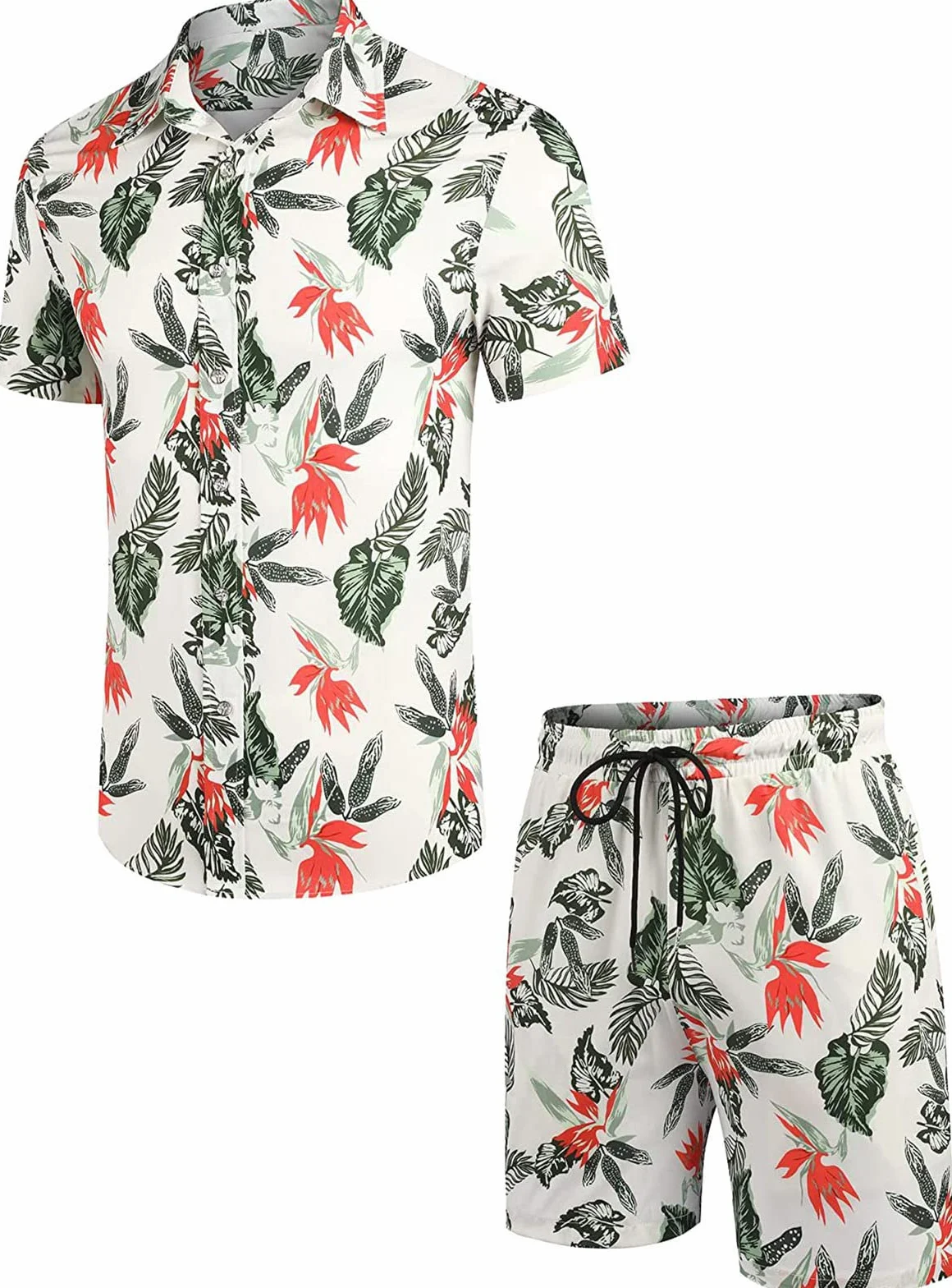 Halfword Hawajskie koszule zestawy z krótkim rękawem męskie letnie plażowe krótkie garnitury na co dzień zapinane na guziki kwiatowe koszule Aloha wakacje