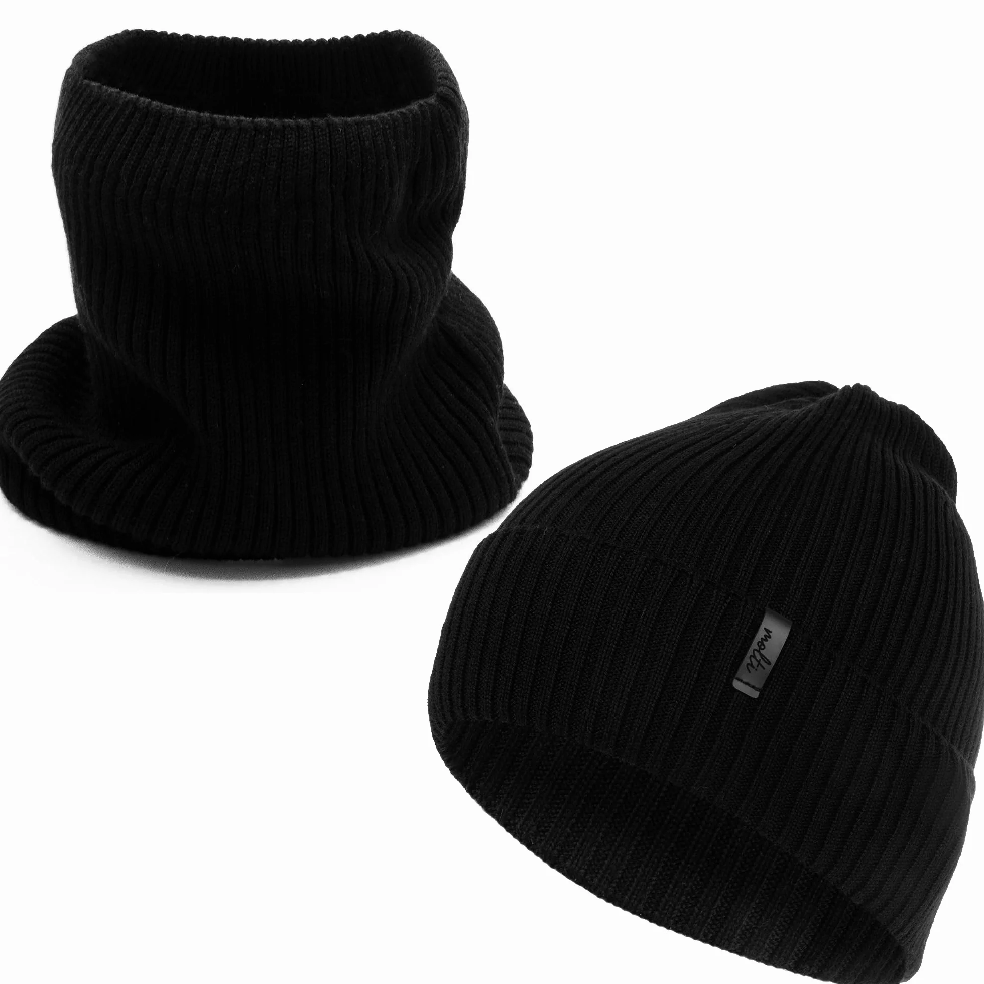 molti Damska czapka i szalik – 100% wełna merynosowa Beanie z szalikiem kominowym, ciepła i oddychająca, na jesień i zimę, rozmiary: 55 – 62 cm, wybór kolorów