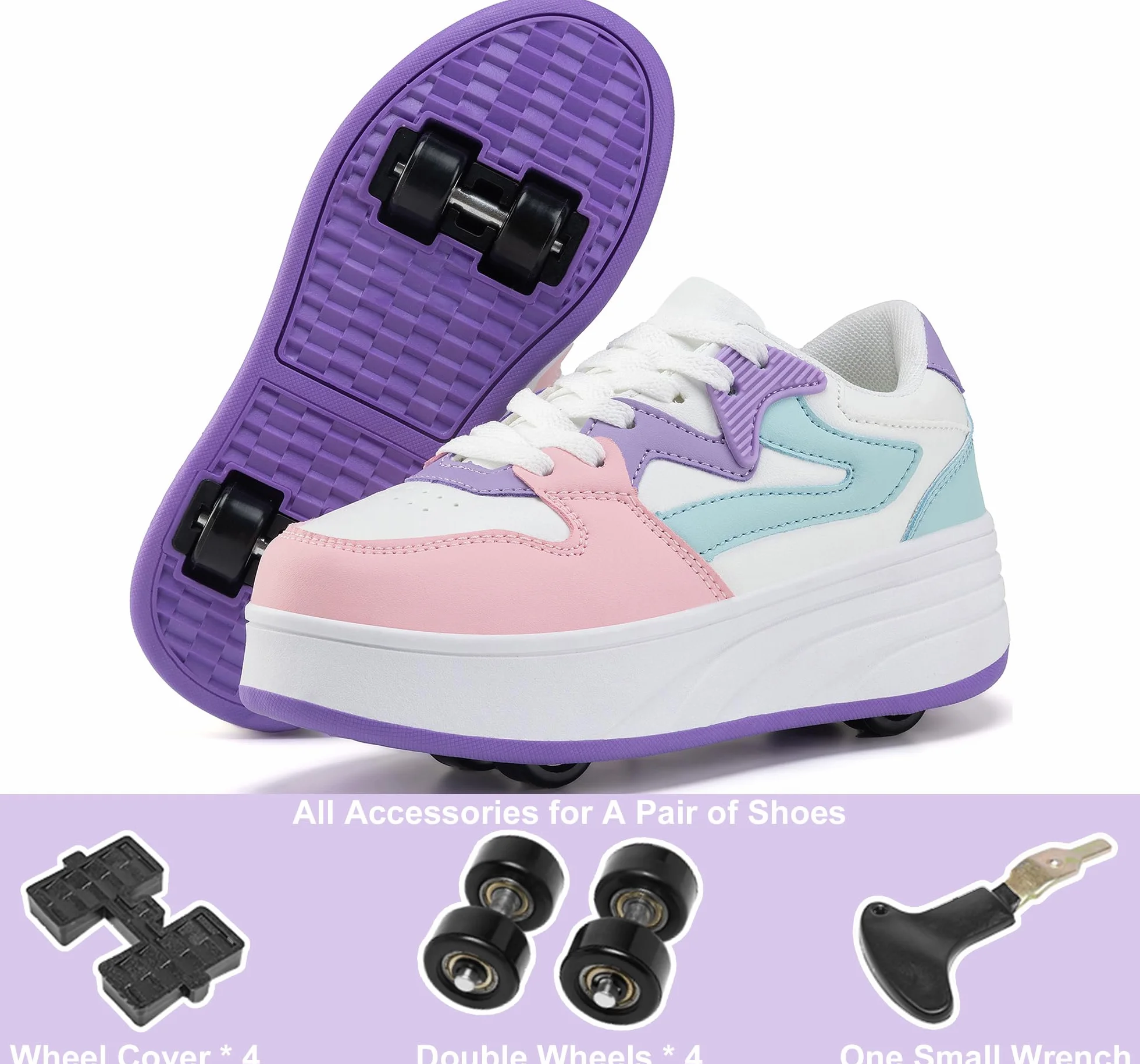 Buty do jazdy na rolkach dla dzieci, chłopców, dziewcząt, trampki, z odpinanymi kółkami, buty sportowe