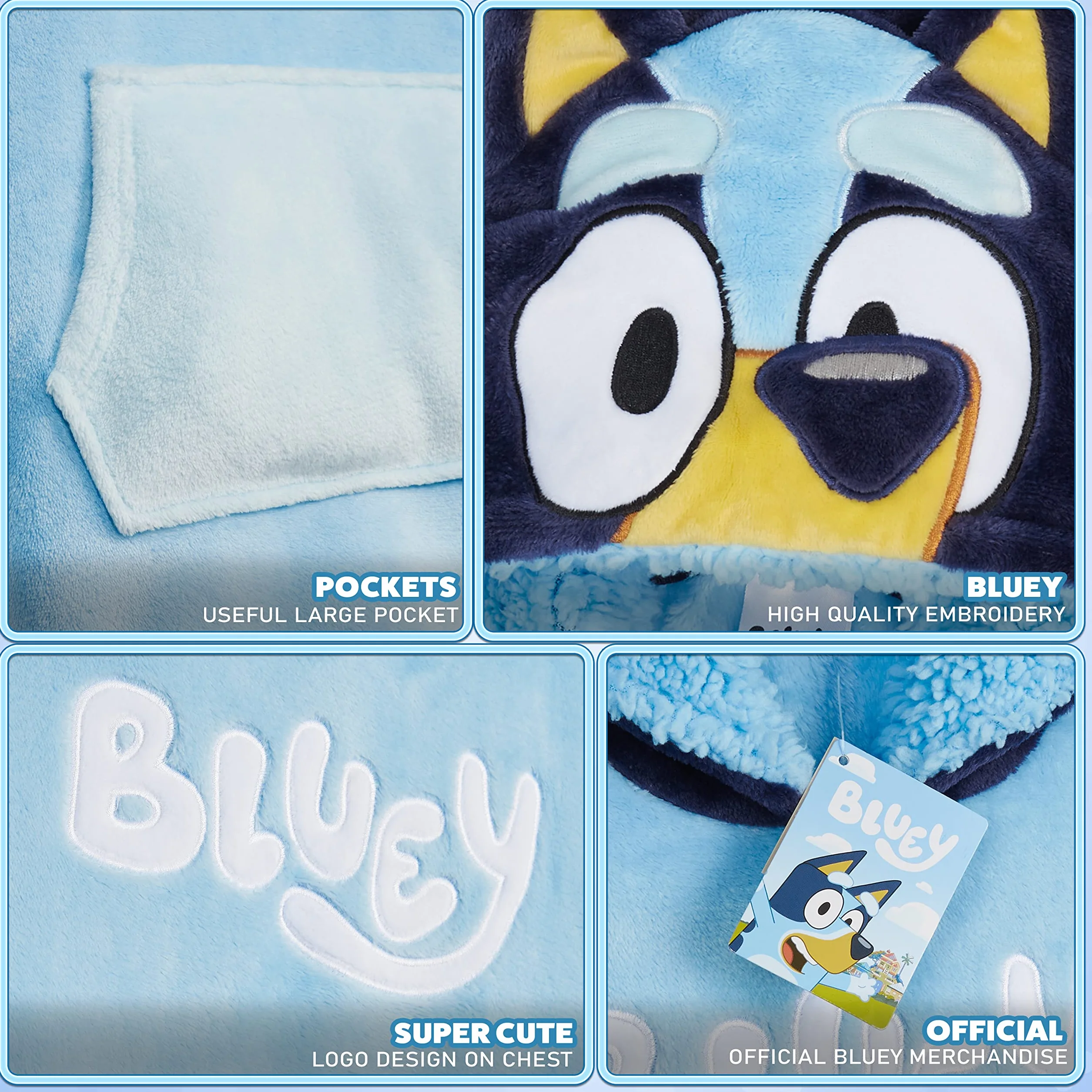 Bluey Bluza Koc Polarowy Dziewczyna Chłopiec Hoodie Blanket