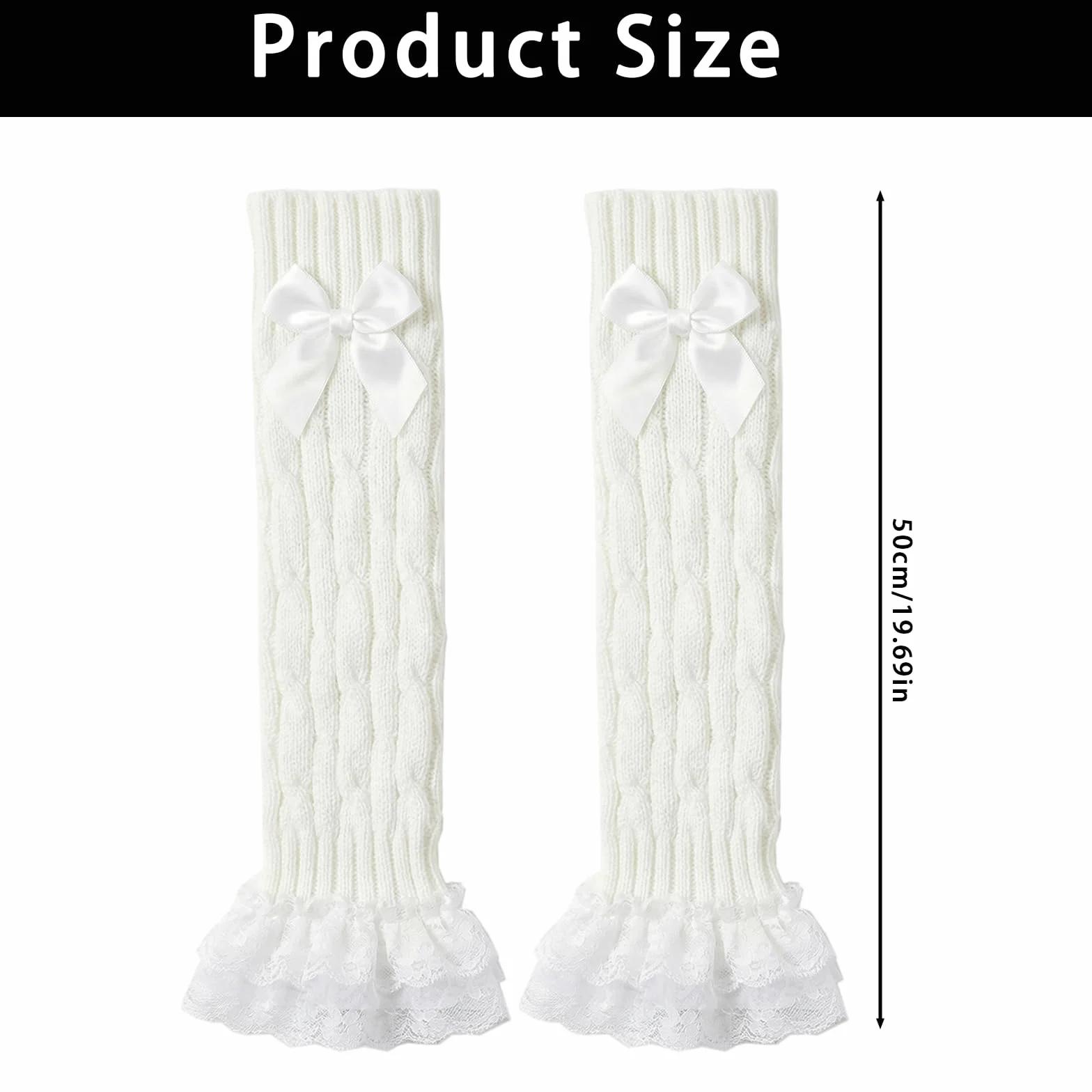 Leg Warmers Y2K, wysokie do kolan ocieplacze na nogi z kokardką i koronką, dziergane getry dla kobiet i dziewcząt, miękkie ocieplacze na nogi do kostiumu , na imprezę, na co dzień i jako