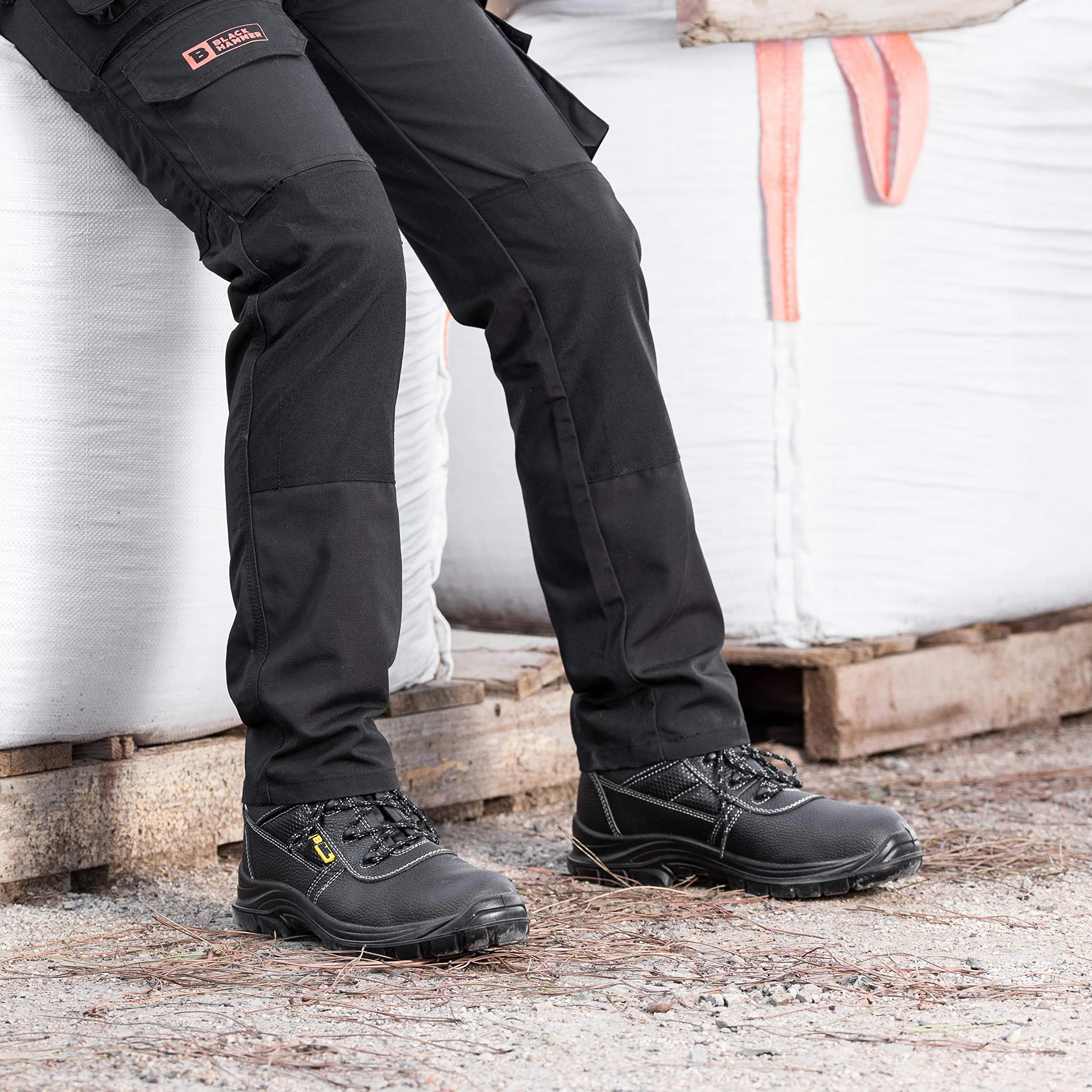 Męskie buty ochronne buty wodoodporne buty skórzane stalowe noski lekkie obuwie za kostkę lekki S3 SRC 1007 Black Hammer