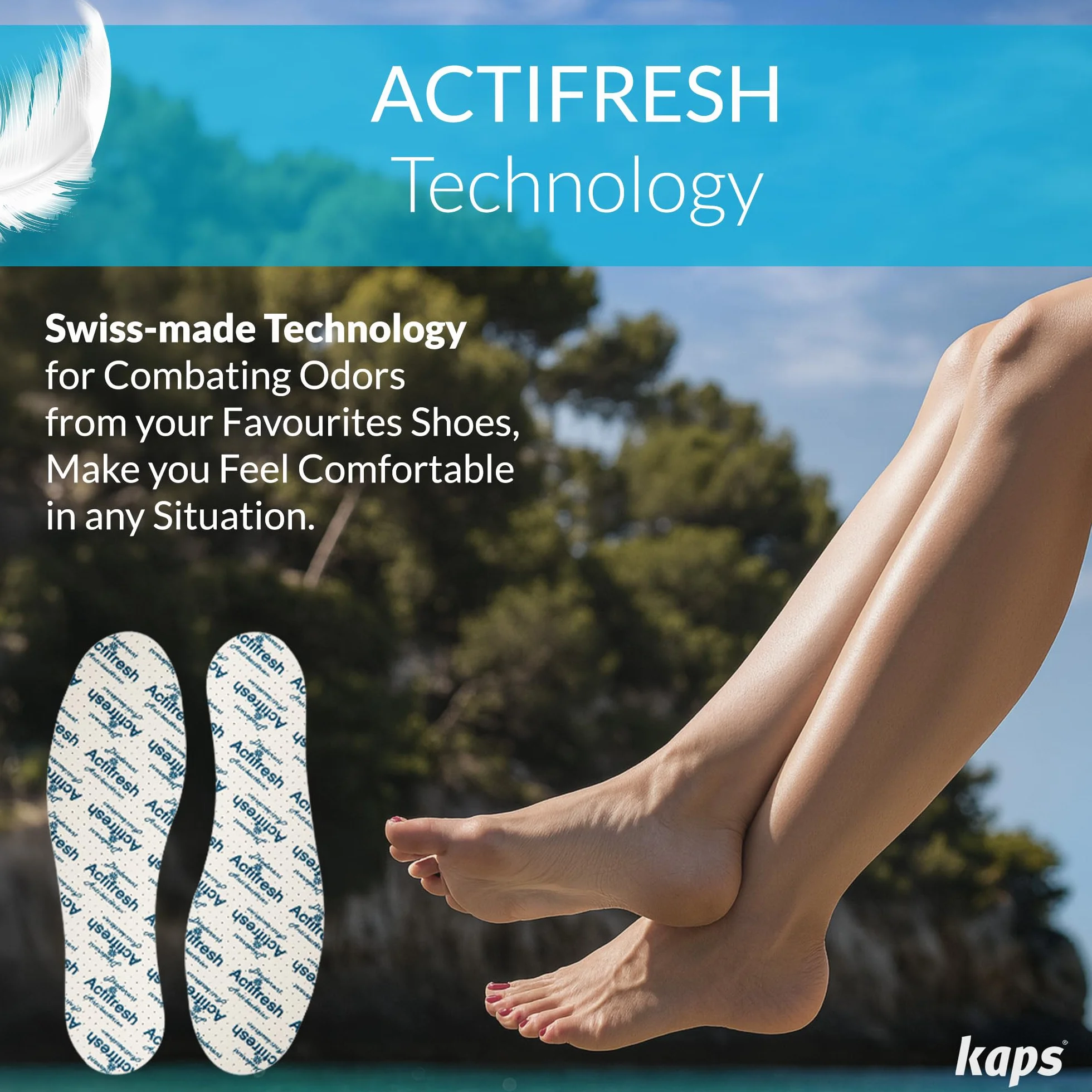 Zestaw 6 Par Wkładek do Butów Actifresh Hygienic | Szwajcarska Technologia Antybakteryjna Firmy Sanitized | Wyprodukowano w Europie | Dopasuj Rozmiar | Kaps