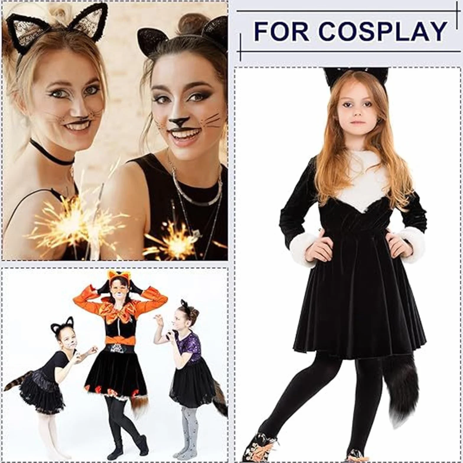 Fox Tail 16 cali Therian lisi ogon Furry Black, 7, Einheitsgröße