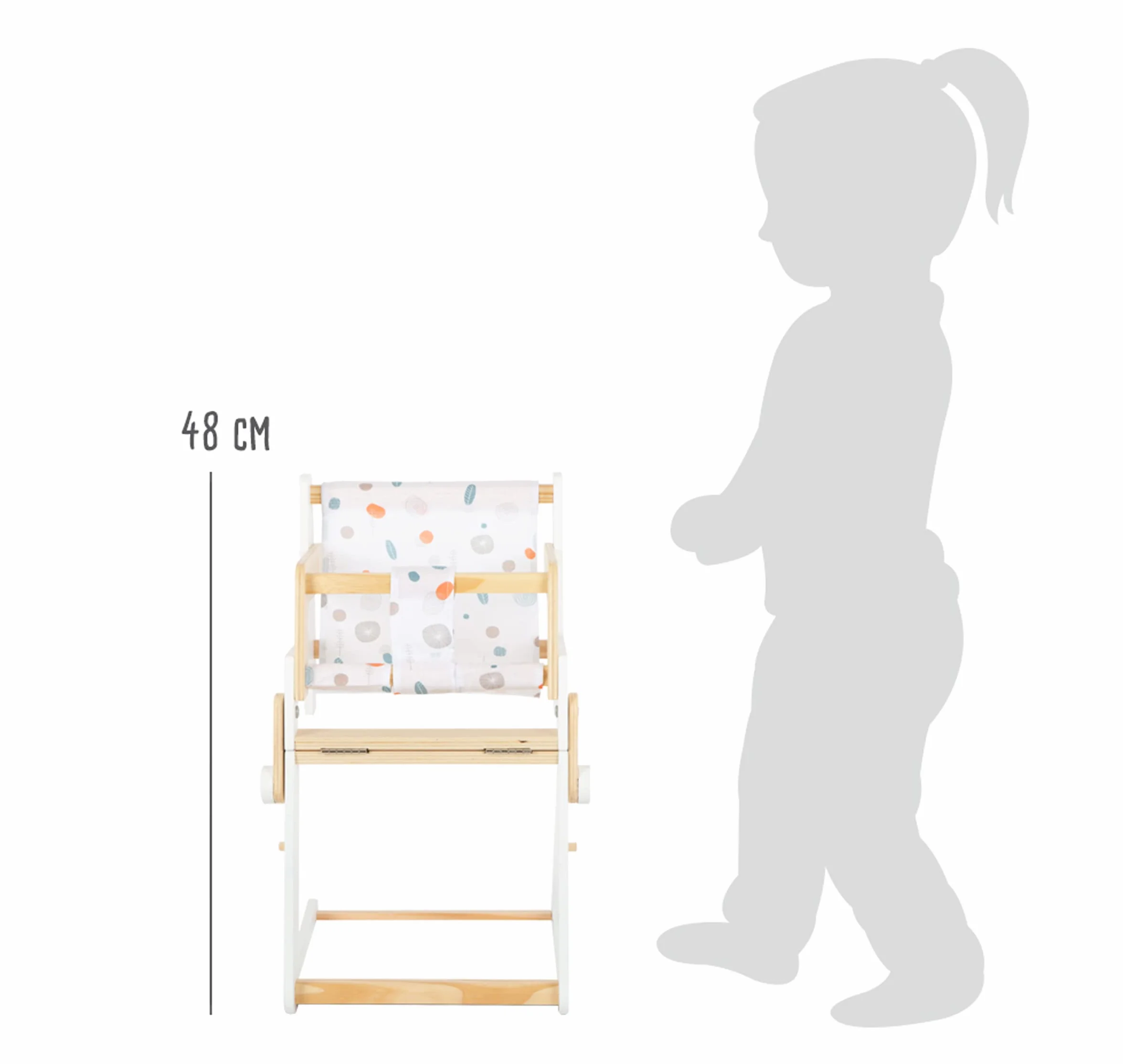 small foot 11814 lalka mały guzik, wielofunkcyjne krzesełko kombi dla dzieci w wieku od 3 lat, zabawki, biały, Klein