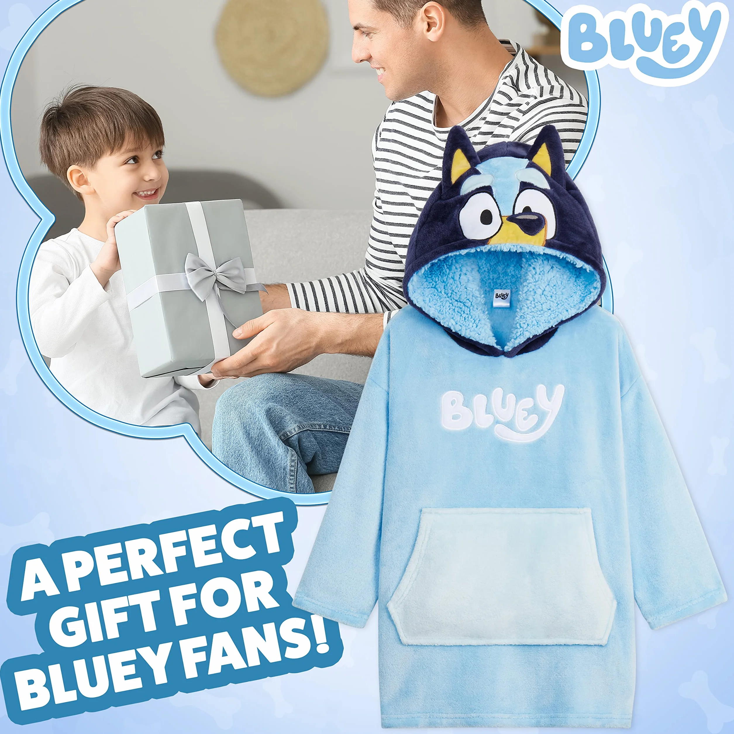 Bluey Bluza Koc Polarowy Dziewczyna Chłopiec Hoodie Blanket