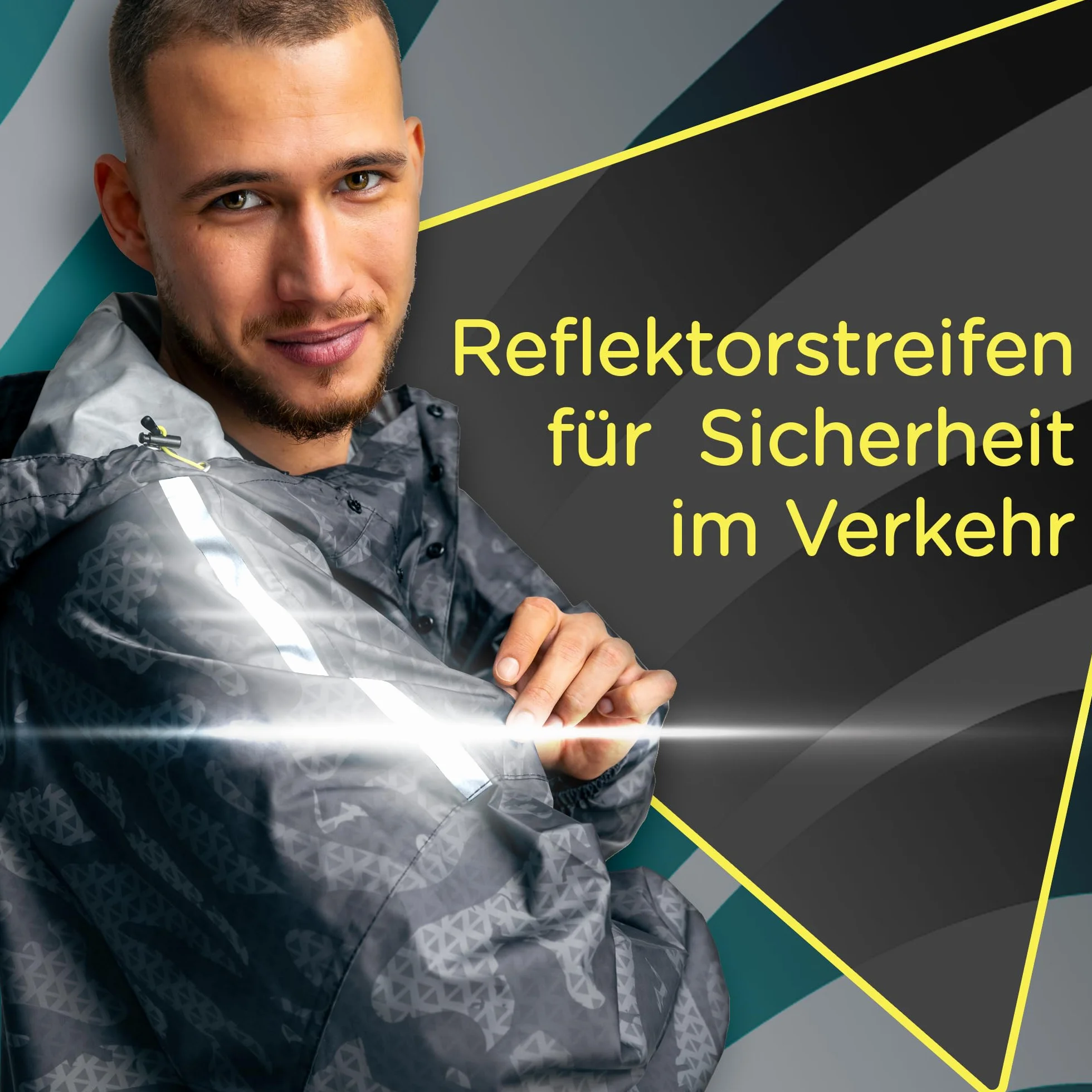 Jubi® Ponczo przeciwdeszczowe męskie ze 100% poliestru z recyklingu – szare, trwałe, lekkie i wodoodporne, szary, Rozmiar uniwersalny