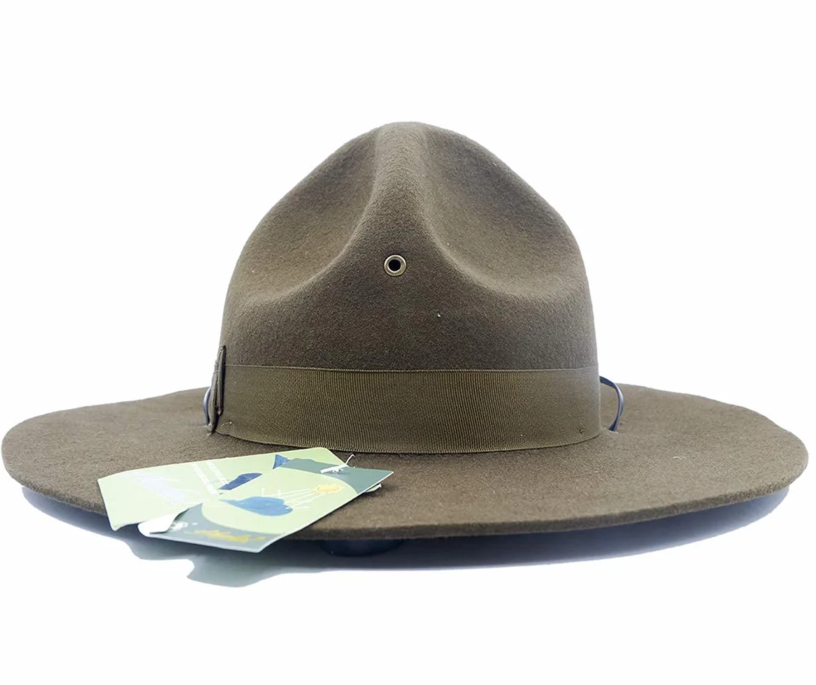 Wojskowa kampania kapelusz wiertła sierżant instruktor Mountie Ranger kapelusz 100% wełna oliwkowa