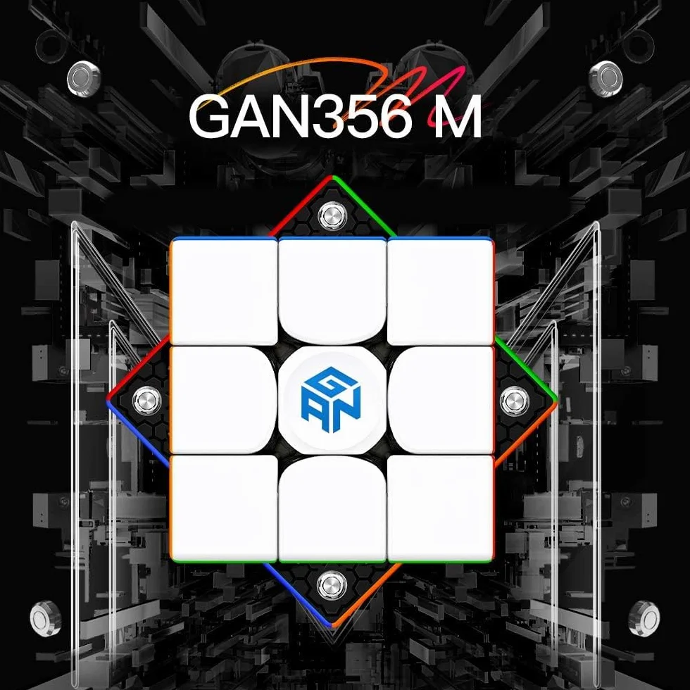 GAN 356M 3x3 Magnetyczna kostka speedcube, Najlepsza kostka magiczna z 48 magnesami / 4 rodzajami sprężystości–szybki i płynny obrót, wytrzymała i trwała, profesjonalna, oryginalna kostka z magnesami