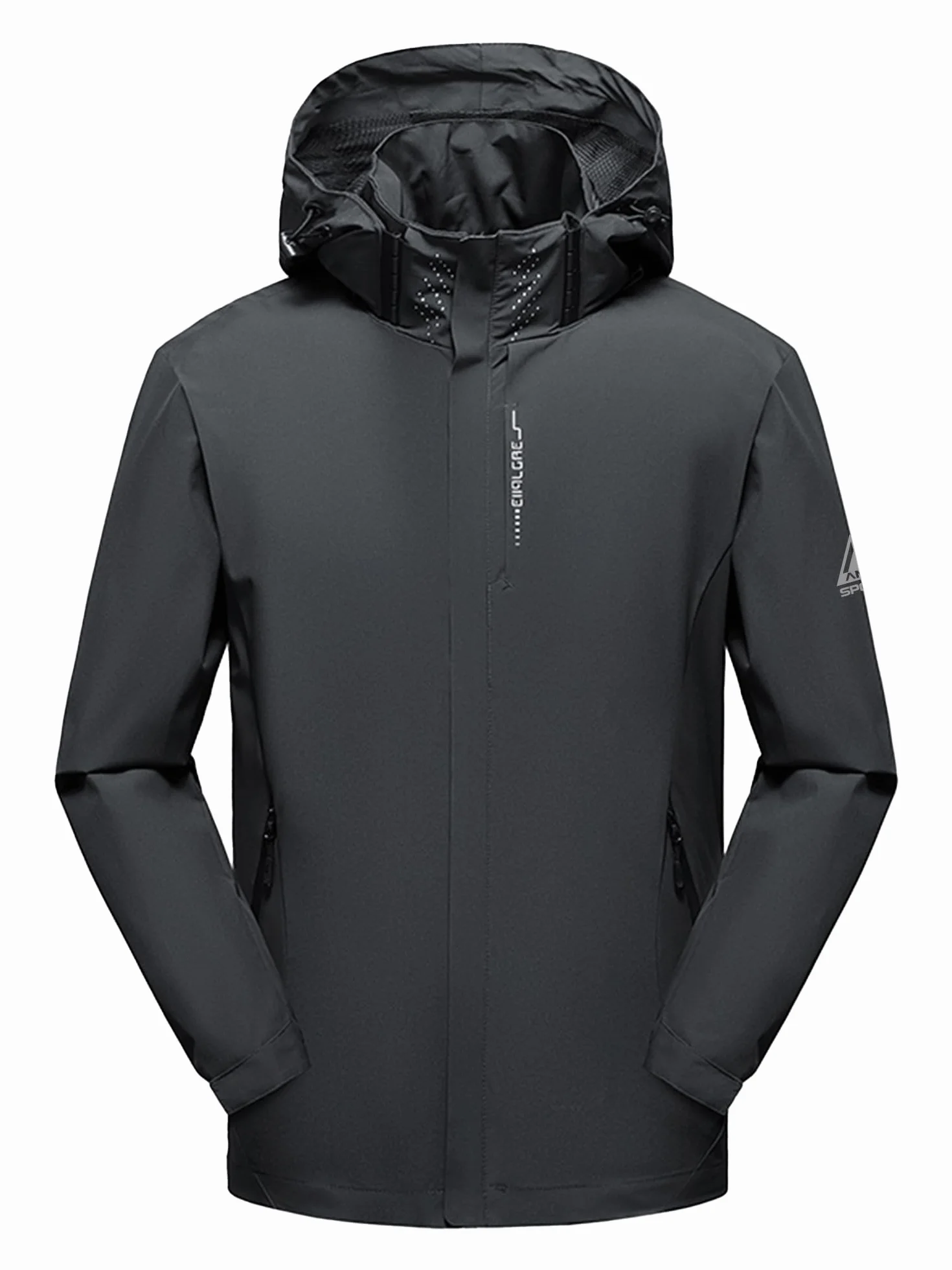 AMZSPORT Męska przeciwdeszczowa wodoodporna wiatroszczelna lekka i ściśliwa oddychająca bluza z kapturem do wędrówek, biegania, podróży, wędrówek