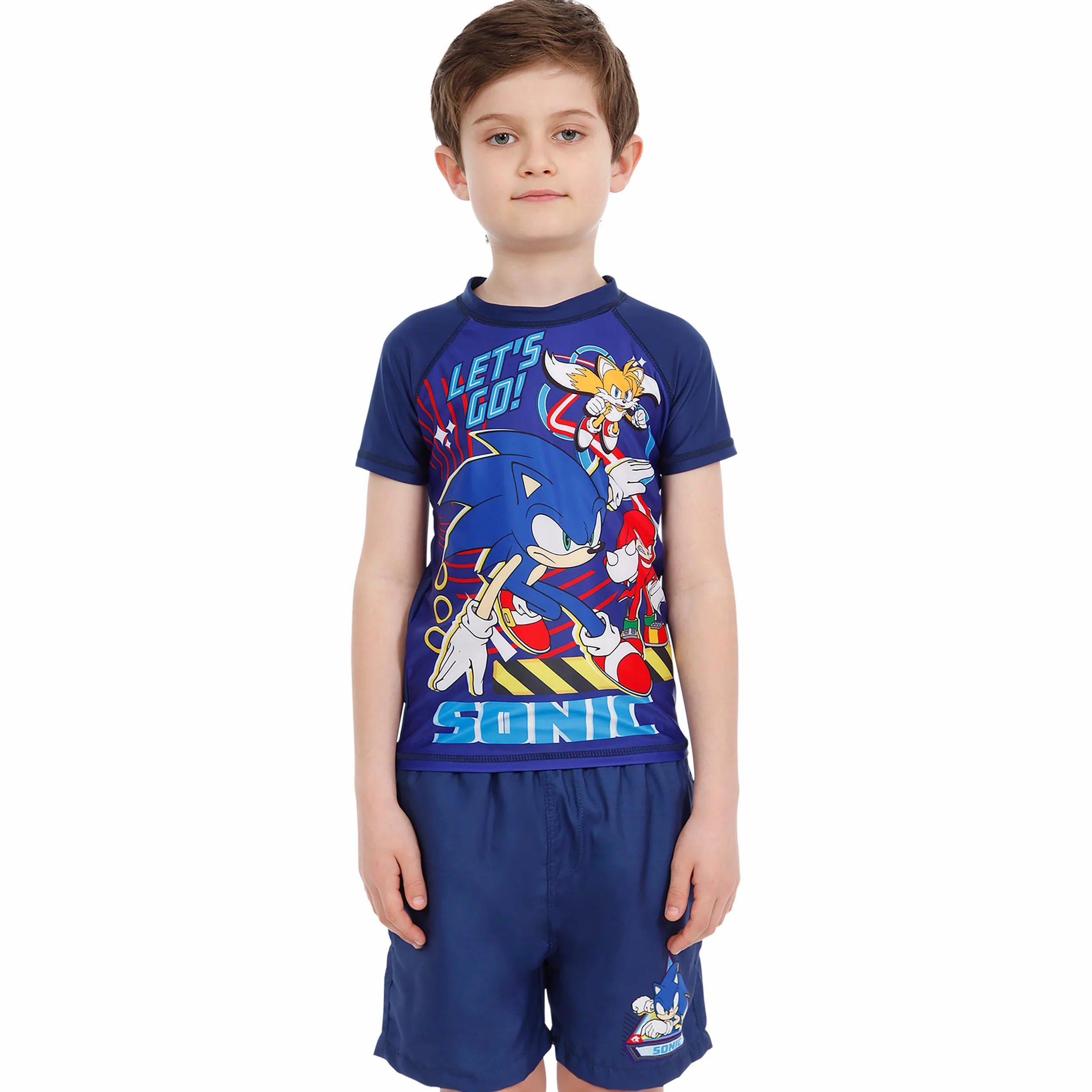 Kostium Sonic The Hedgehog | Kostium Pływacki Dla Chłopców | Zestaw Kąpielowy Dla Chłopców 2 Częściowy