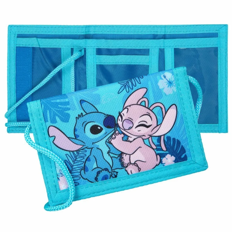 Lilo & Stitch Portfel Dziecięcy 9 x 13 cm, z zamkiem błyskawicznym, prezent dla chłopców i dziewcząt, niebieski, 8 x 13 cm, kieszeń na piersi, Niebieska, 8 X 13 Centimeters, Kieszeń na piersi