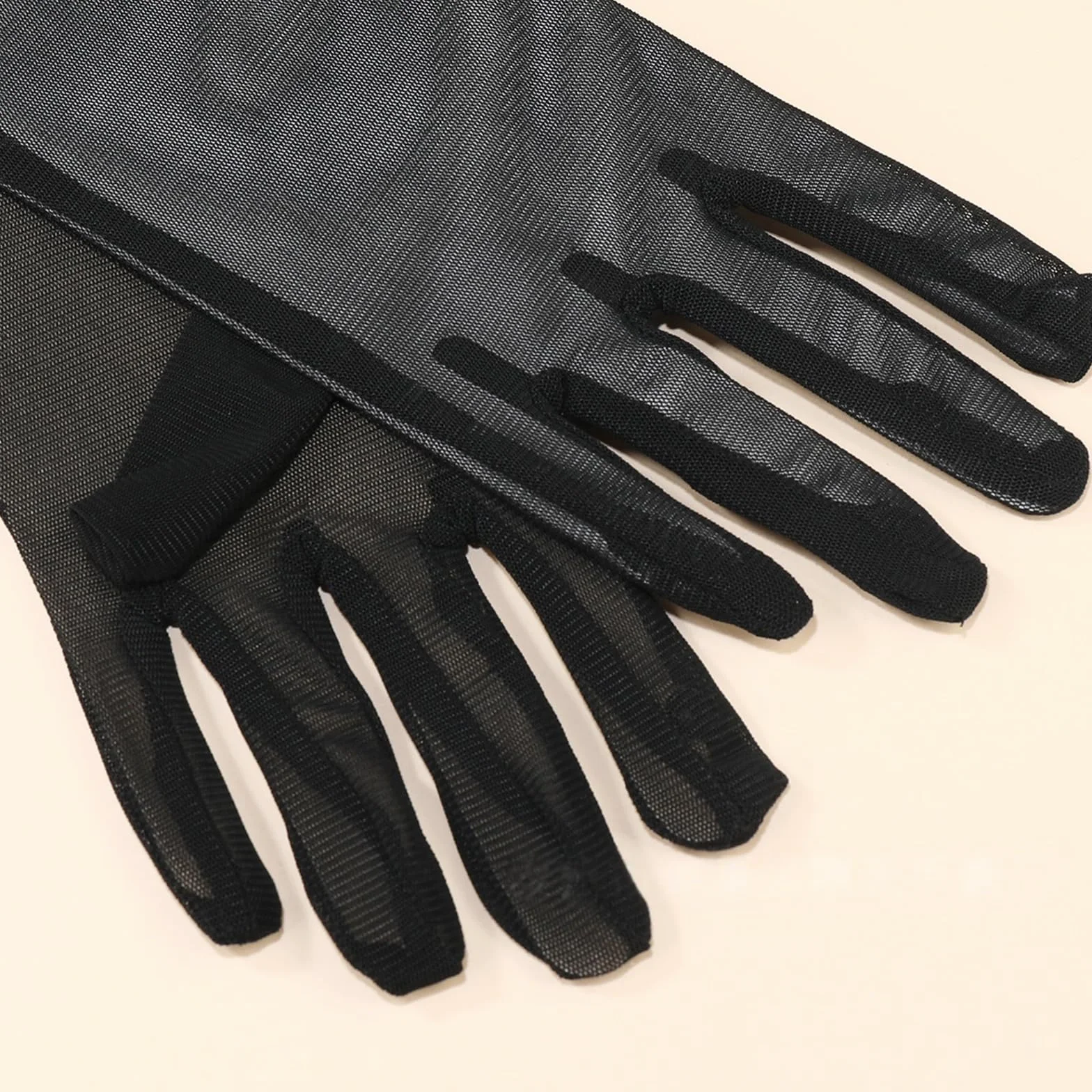 Greabuy Damskie rozciągliwe rękawiczki 54 cm długie miękkie poliestrowe przezroczyste przezroczyste eleganckie akcesorium na wesele do noszenia na co dzień wieczorem