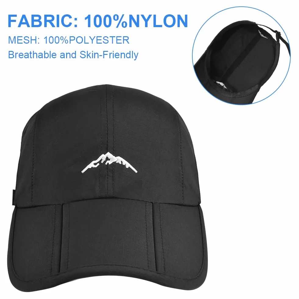 AUYAO Czapka baseballowa unisex, składana, regulowana, z płótna, męska, damska, casual, oddychająca, czarna, ochrona przeciwsłoneczna, czapka sportowa, na świeżym powietrzu, czapki, męskie czapki