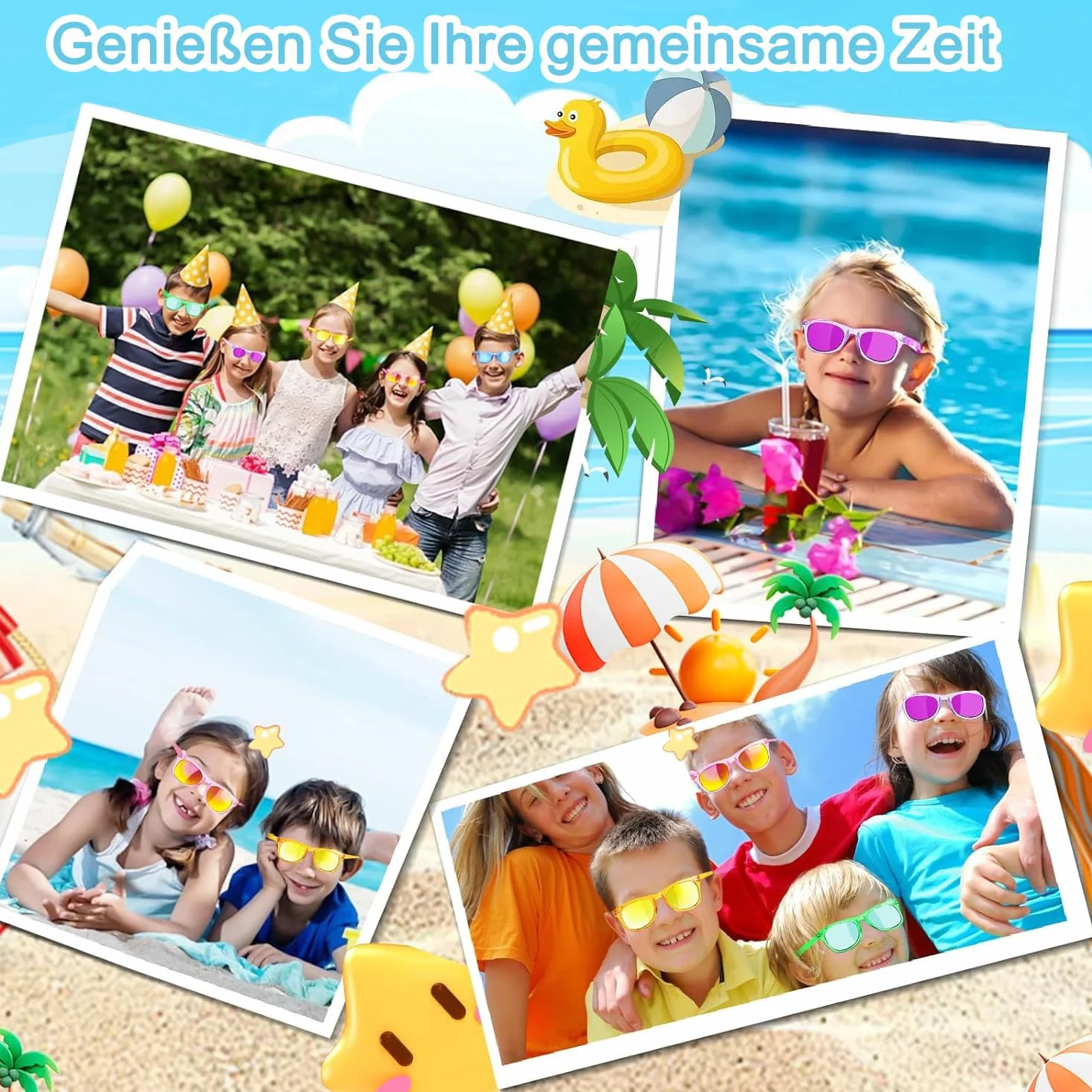 Dziecięce okulary przeciwsłoneczne, okulary przeciwsłoneczne na imprezę, na imprezę, gadżety na imprezę, okulary przeciwsłoneczne dla dzieci 2, 3, 4, 5, 6, 7, 8, 9, 10, 11, 12+ lat