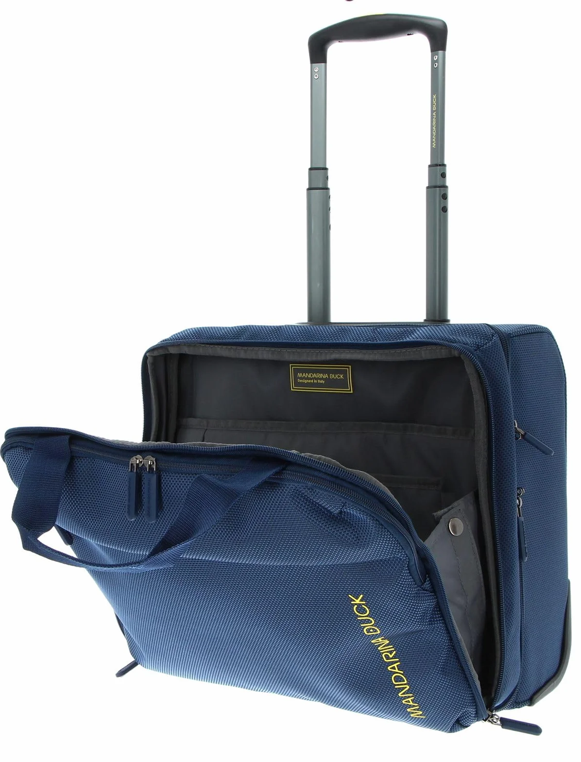 Mandarina Duck Zephyr Rolling Tote, niebieski (Dress Blue), 41 cm x 21 cm x 36 cm, comoda borsa pilot a due ruote