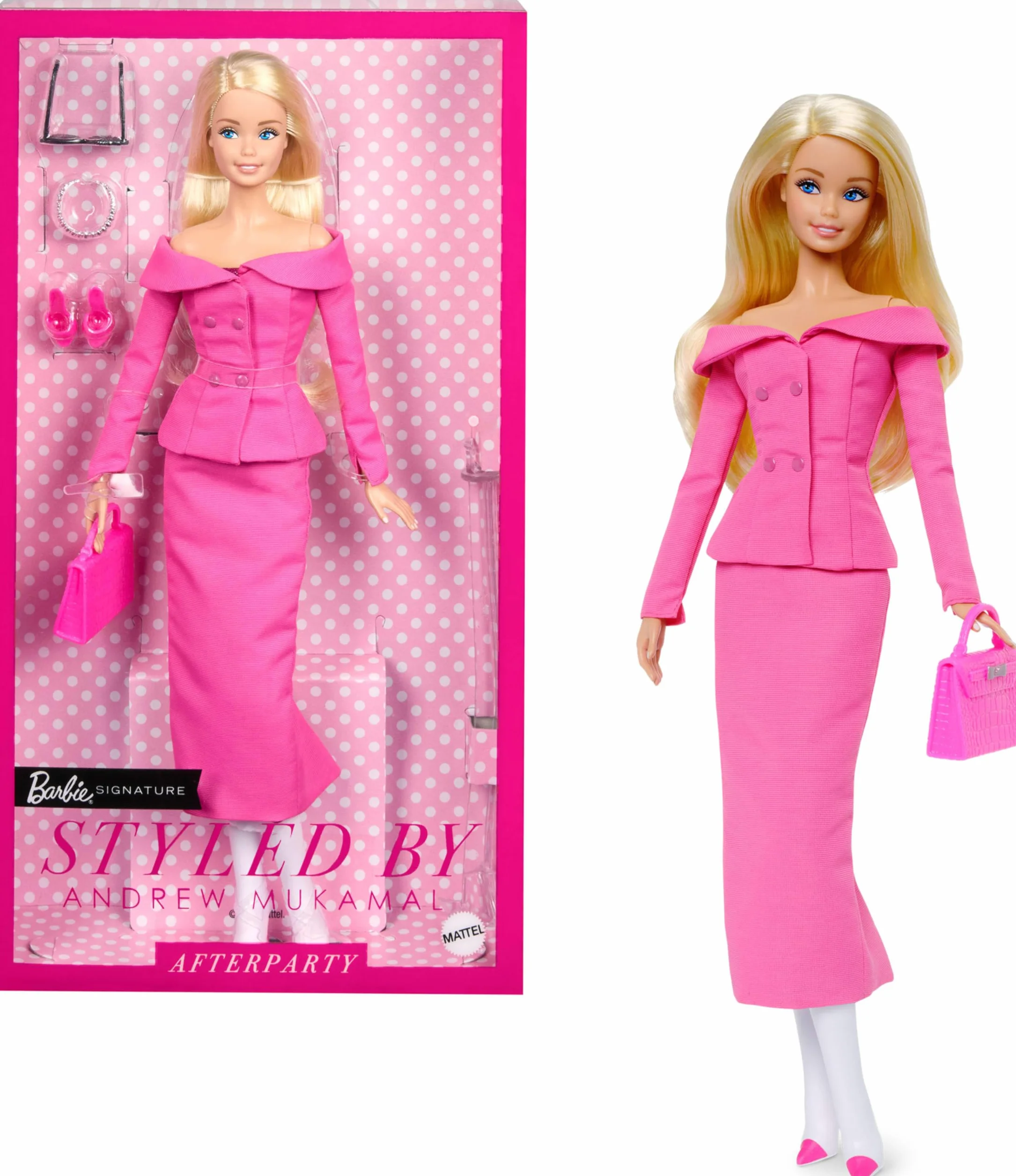 Barbie Signature Styled by Andrew Mukamal Lalka kolekcjonerska, 3 stylizacje na dzień i na wieczór, zestaw z akcesoriami i podstawką, JBH81