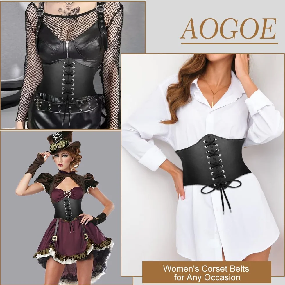 Głęboki damski pasek Waspie Corset Halloween, szeroki pasek ze sznurowaniem, elastyczny gorset w talii, piraci na Halloween i inne imprezy, czarny