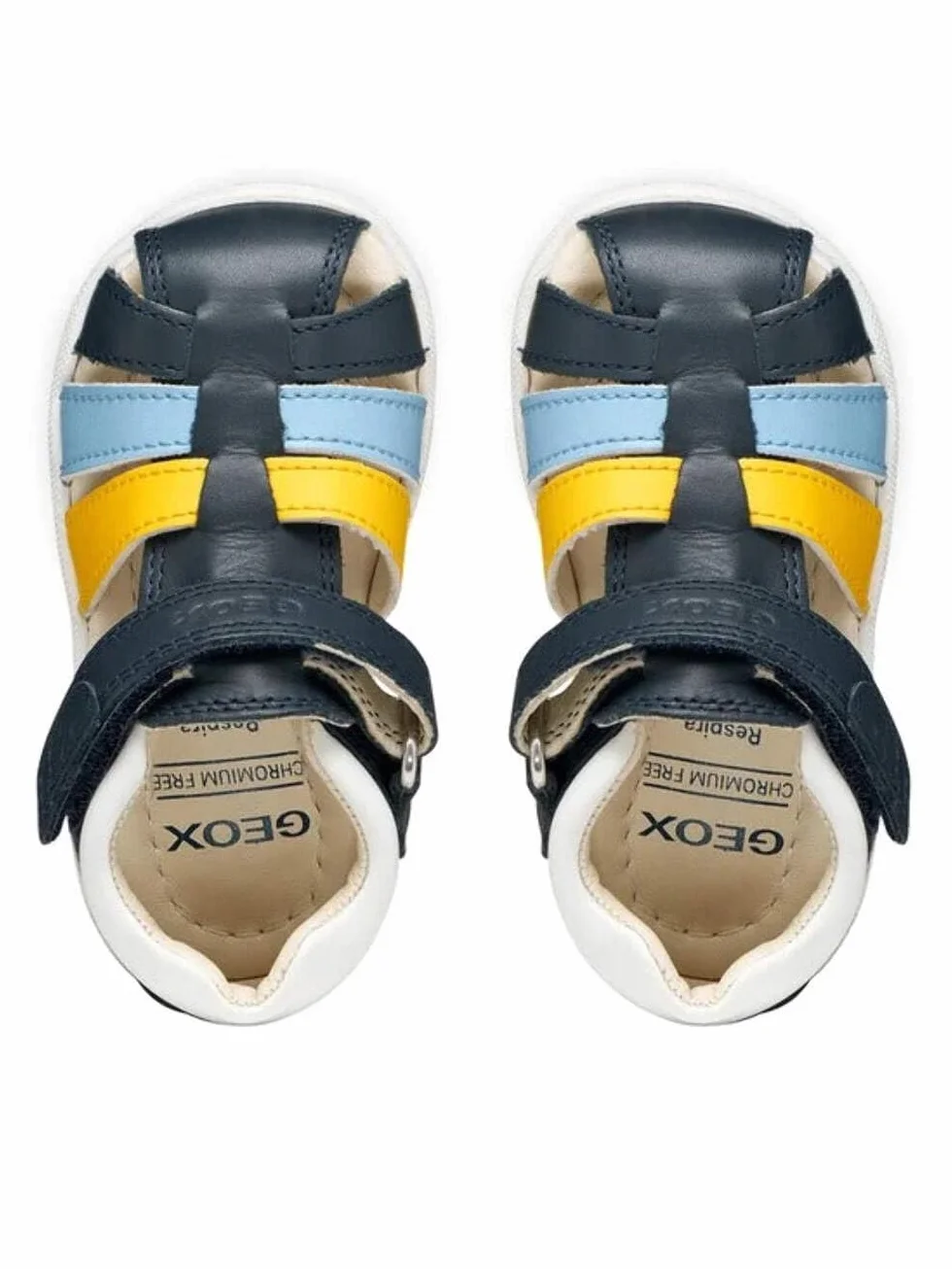 Geox B sandały Macchia Boy, niemowlęce 0-24, Navy Dk Yellow, 23 EU