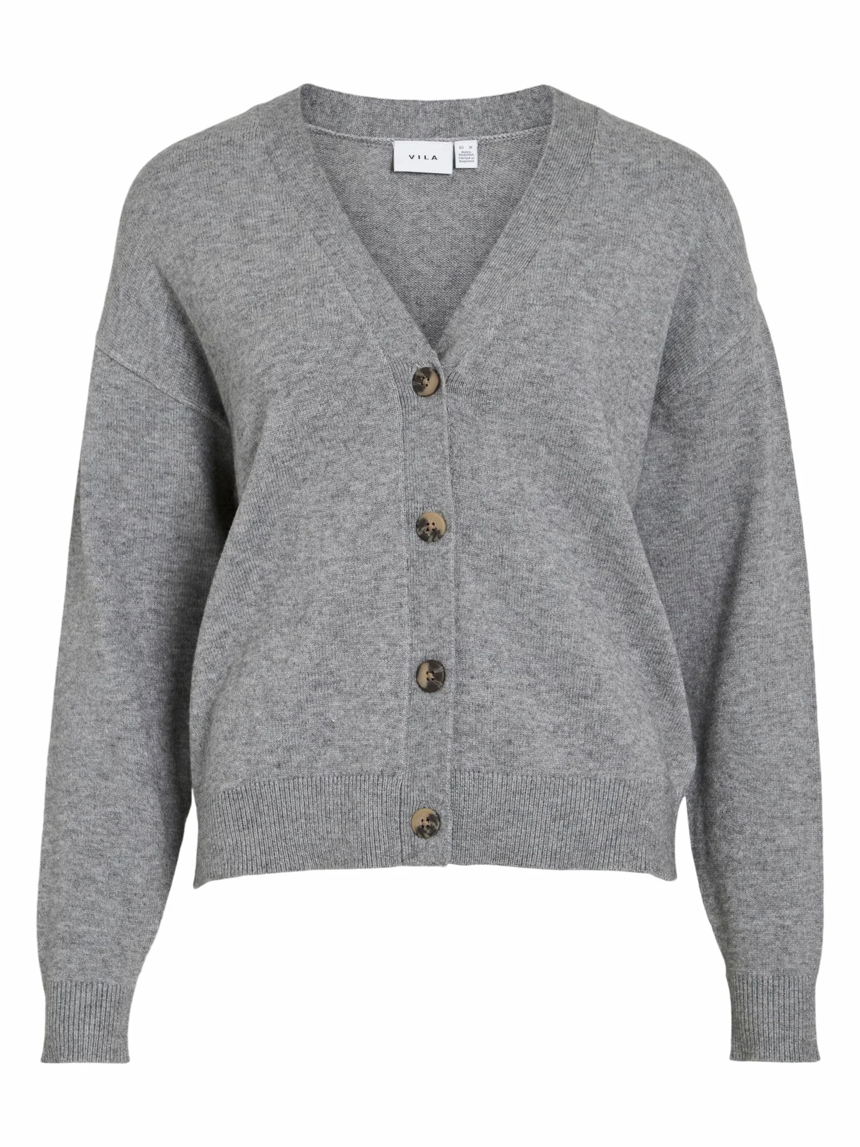 Viril V-Neck Knit Cardigan - Noos, Medium Grey Melange, XL