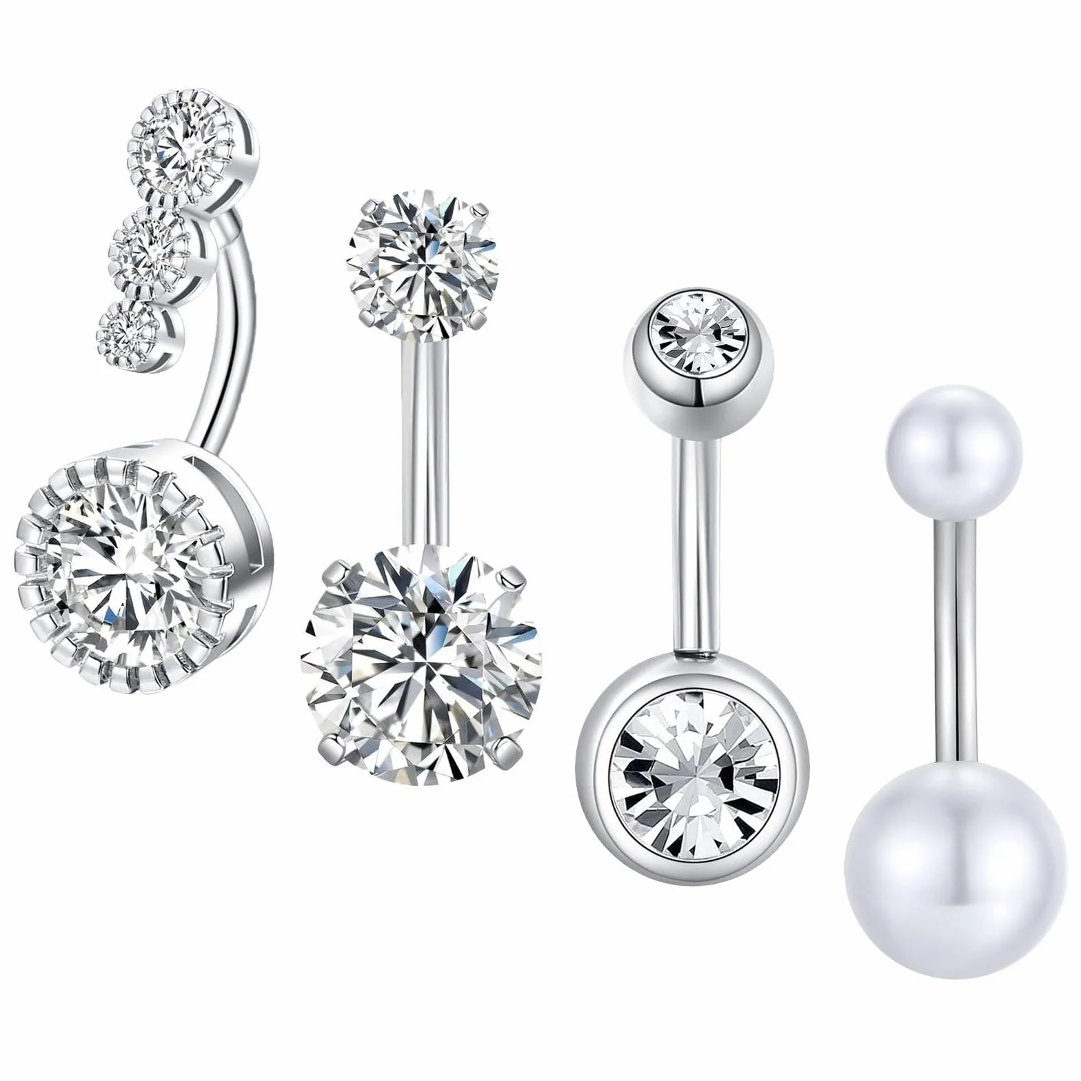 4 sztuk piercing pępek stal chirurgiczna 6mm 8mm 10mm 12mm 14mm piercing pępek 14G srebrny złoty kryształ serce biżuteria do przekłuwania pępka