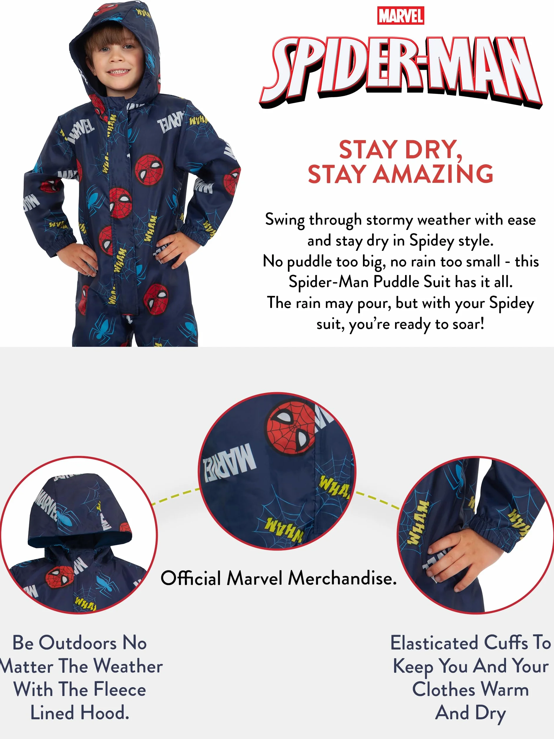 Marvel Chłopcy Kombinezon Przeciwdeszczowy Spider-Man