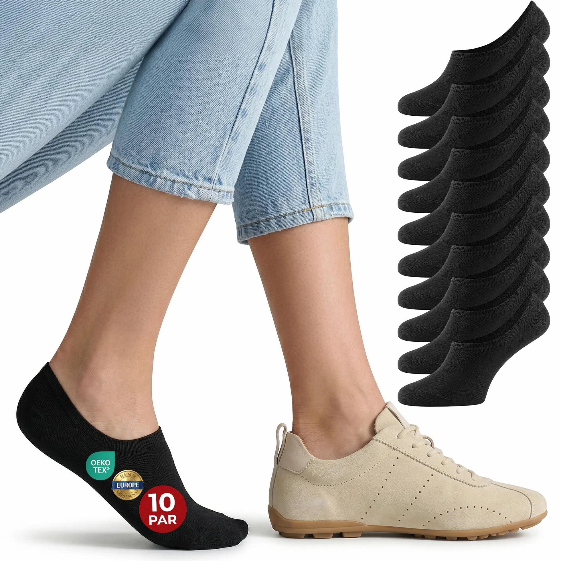 10 par Niewidzialne Skarpety męskie i damskie Mat & Vic's Duże Premium, wysokiej jakości silikonowa podkładka zapobiegająca ślizganiu - Sneaker Invisible Socks