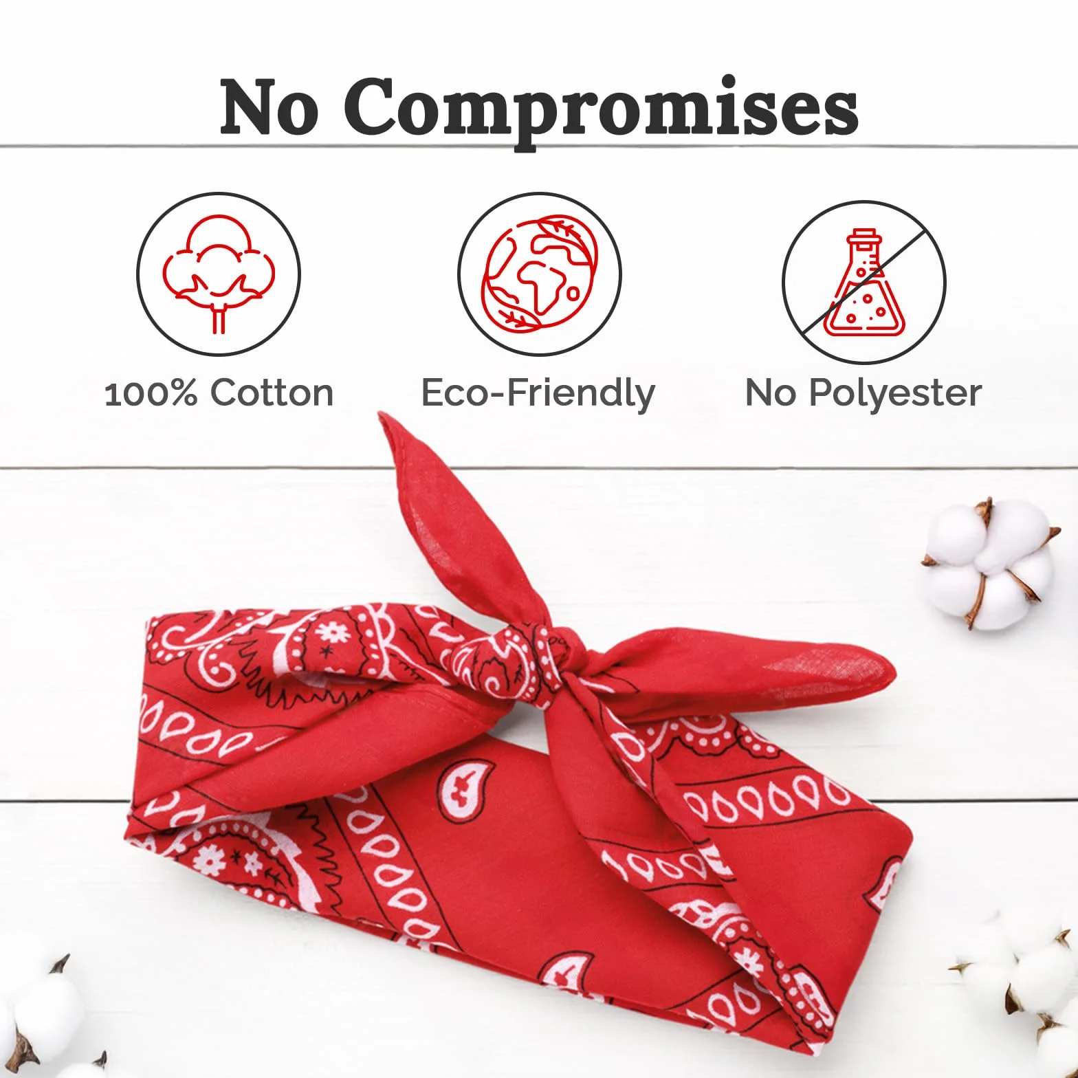 AURAE Bandana – 100% bawełna i włókna naturalne – chusta bandana bez poliestru – miękka, trwała i nadająca się do prania w pralce