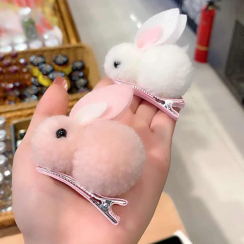 SanSixi spinka do włosów zajączek wielkanocny mały króliczek spinka do włosów pluszowa boczna spinka do włosów słodki królik kobiety dziecko spinka do włosów Happy Easter Day impreza dekoracja (szara)