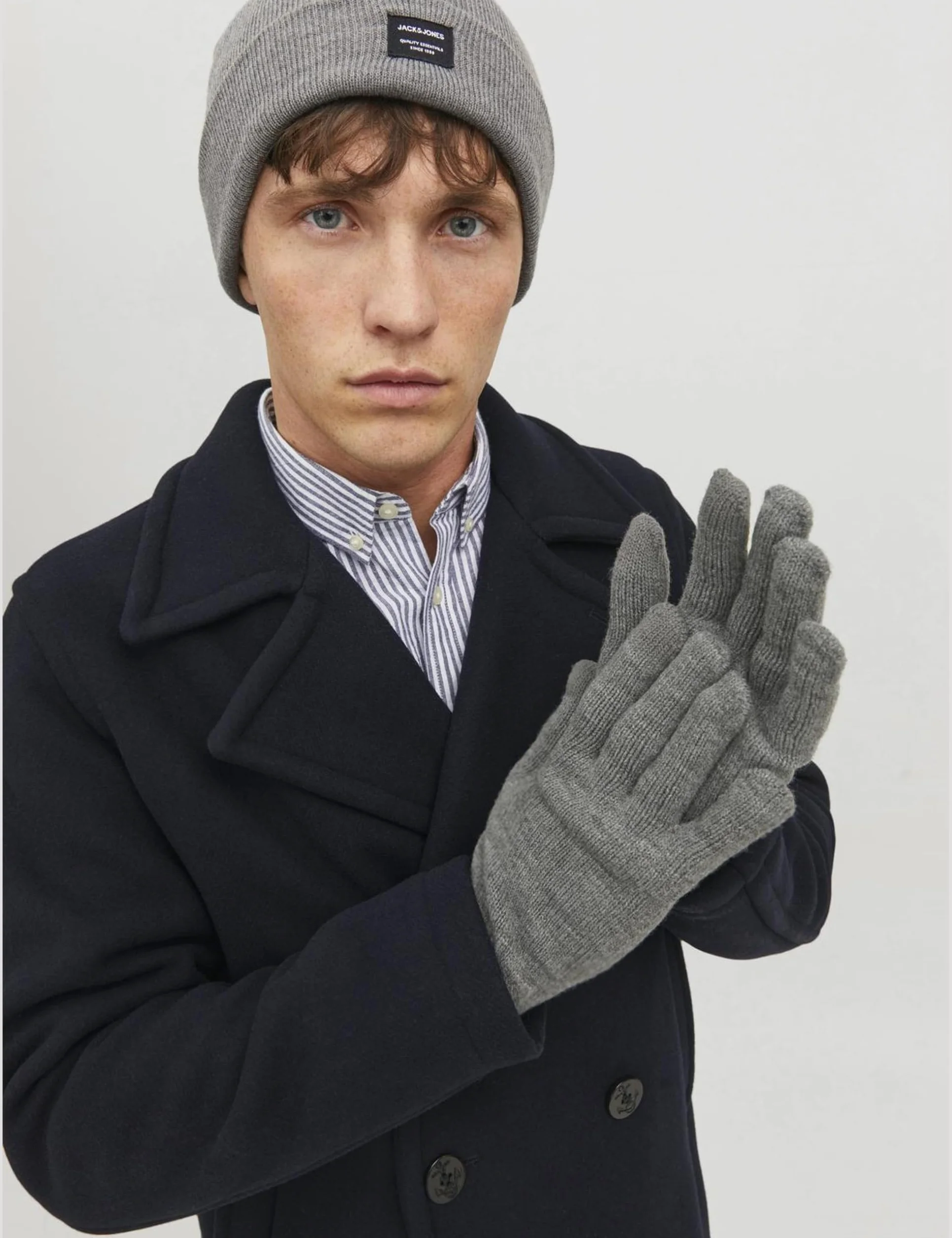 Jack & Jones Rękawiczki męskie, szary melanż, jeden rozmiar