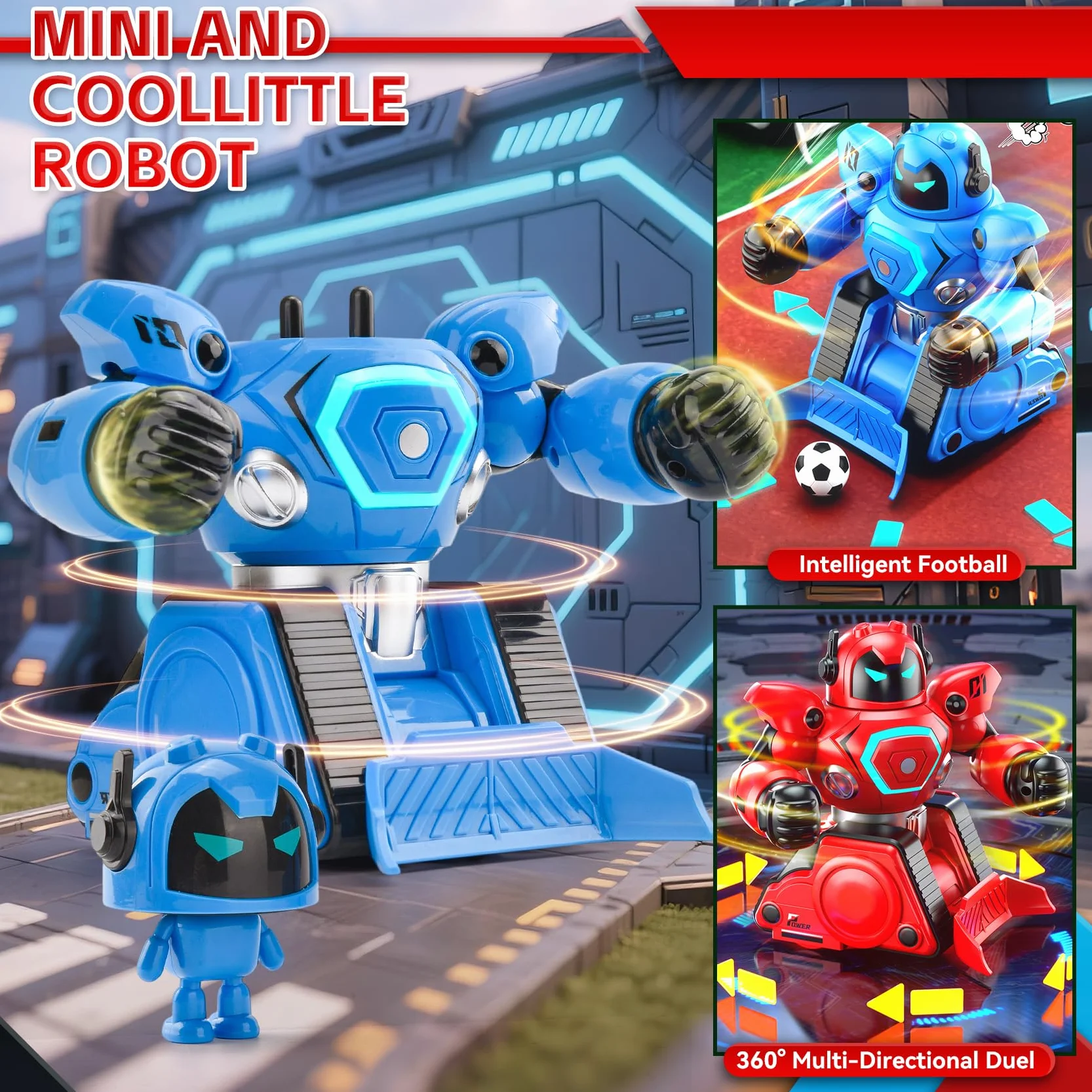 2 zdalne sterowane roboty, zabawka RC Robot bojowy z trybem pojedynku i piłki nożnej, światłami i dźwiękami - ładowalny, prezent dla dzieci 6 lat i więcej