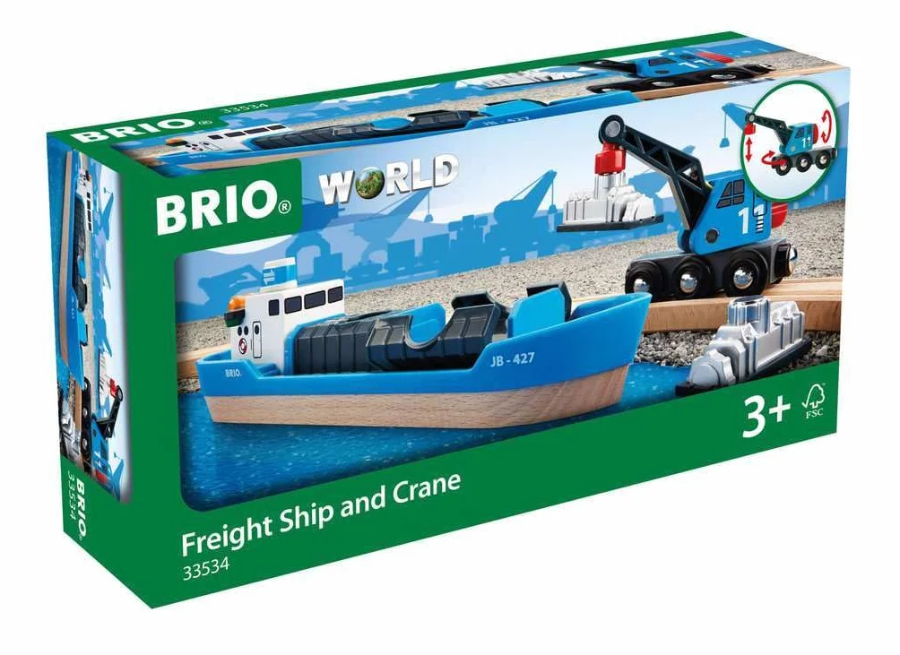 BRIO World - kontenerowiec z wózkiem dźwigowym