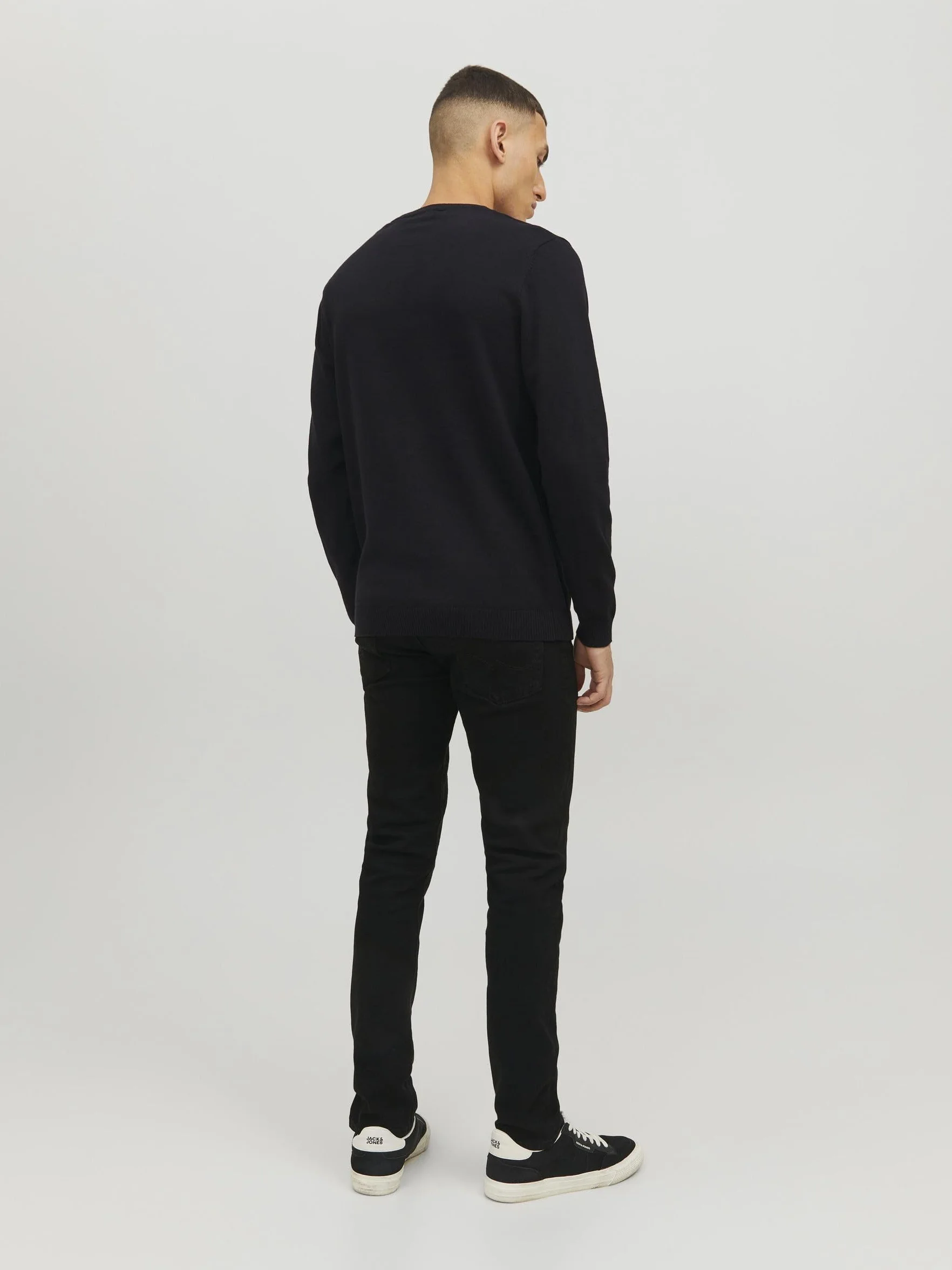 Jack & Jones Mężczyźni Jjebasic Knit Crew Neck Noos Sweter, Czarny, L