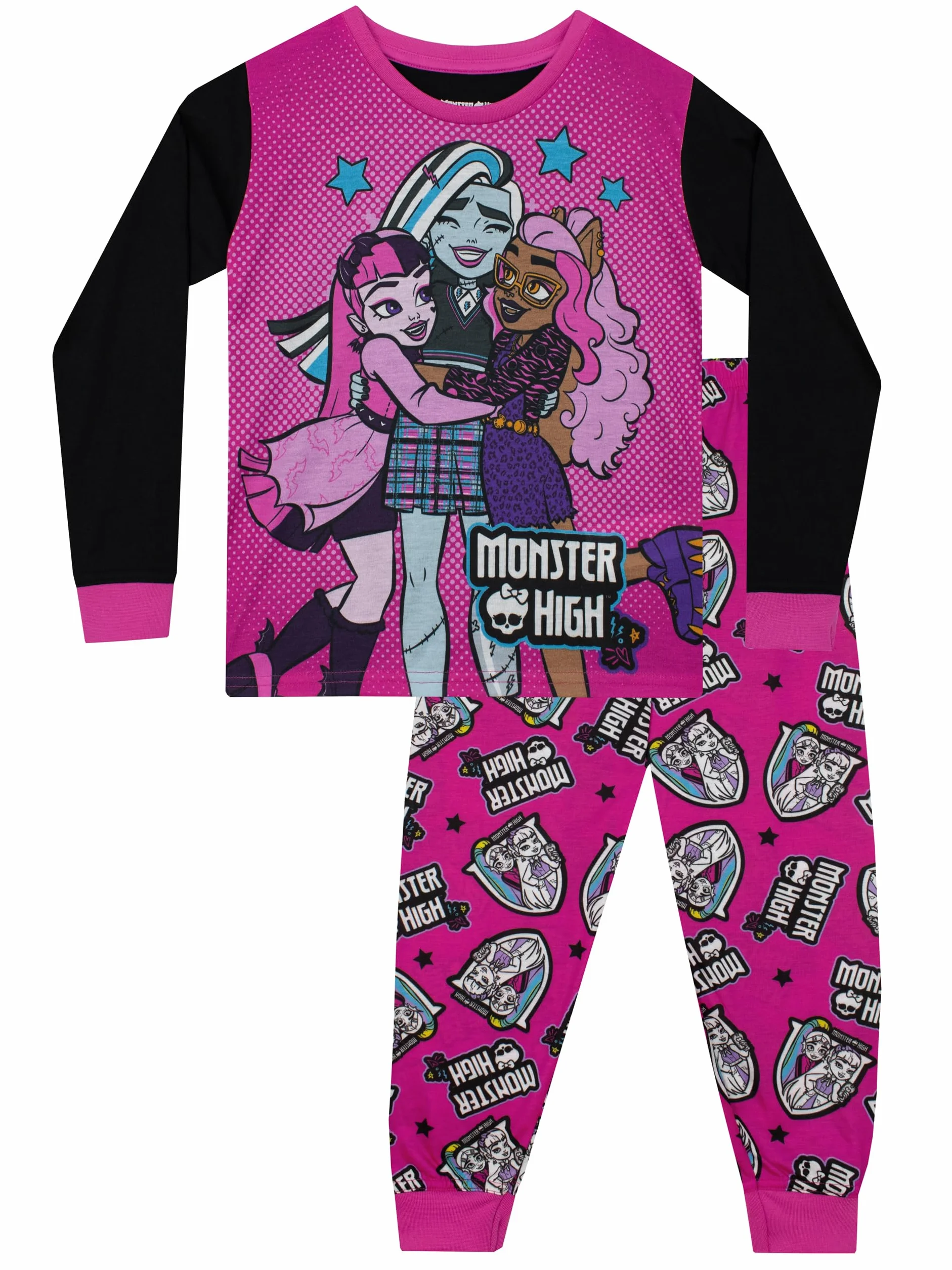 Piżama Monster High | Piżama dziewczęca z długim rękawem Draculaura | Piżamy dla dzieci