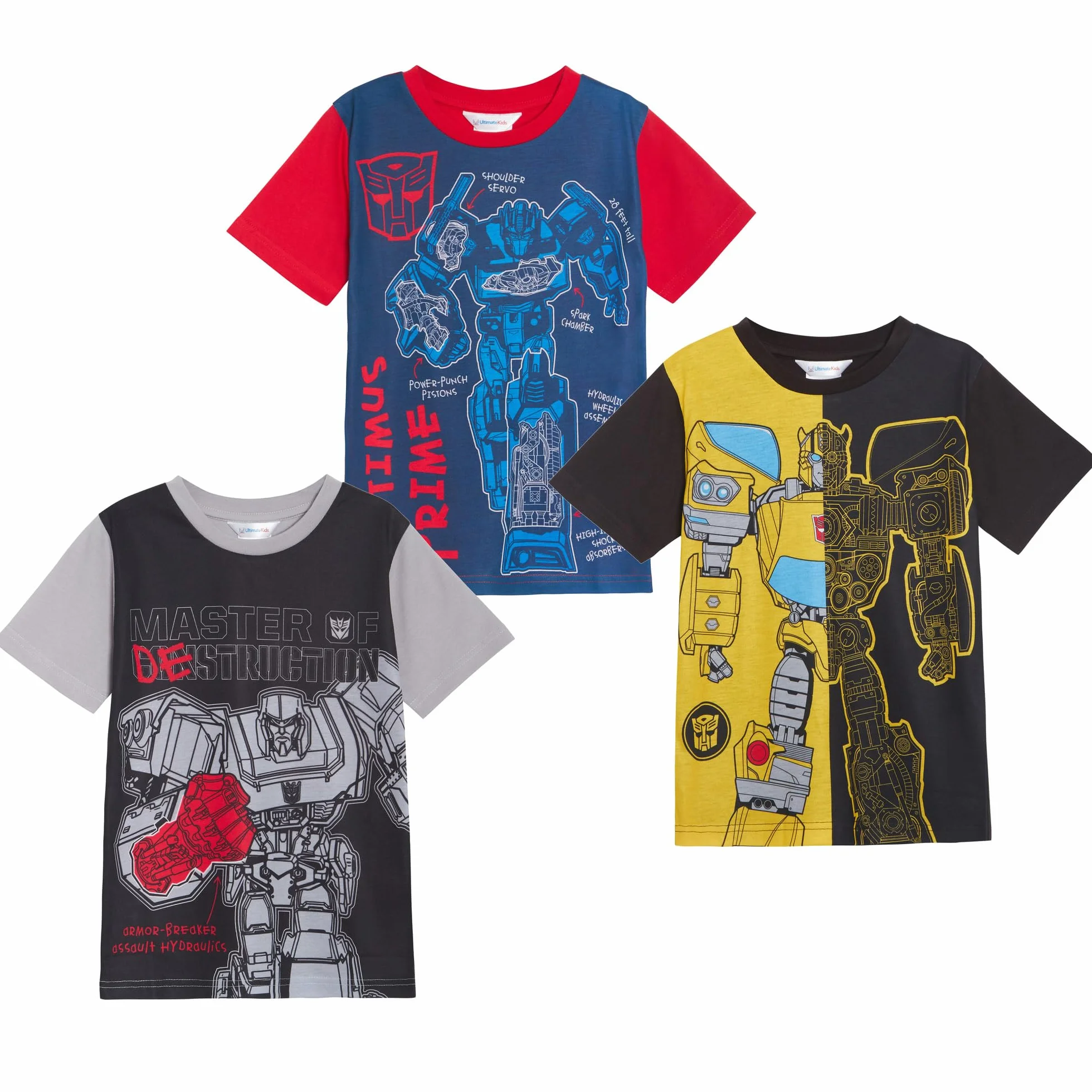 Transformers Chłopięce 3-pak T-shirtów Bumblebee Optimus Prime Megatron Dress Up Tees Topy