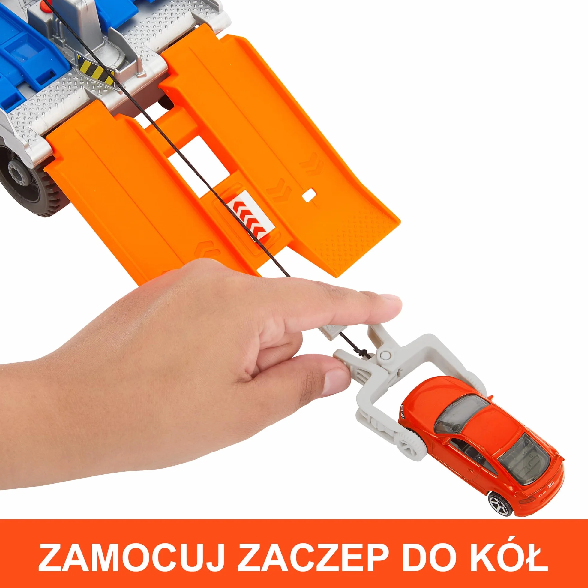 Matchbox Prawdziwe Przygody Laweta Pomoc drogowa Zestaw z ciężarówką z warsztatem oraz samochodzikiem Audi TT RS Coupe w skali 1:64, HRY43