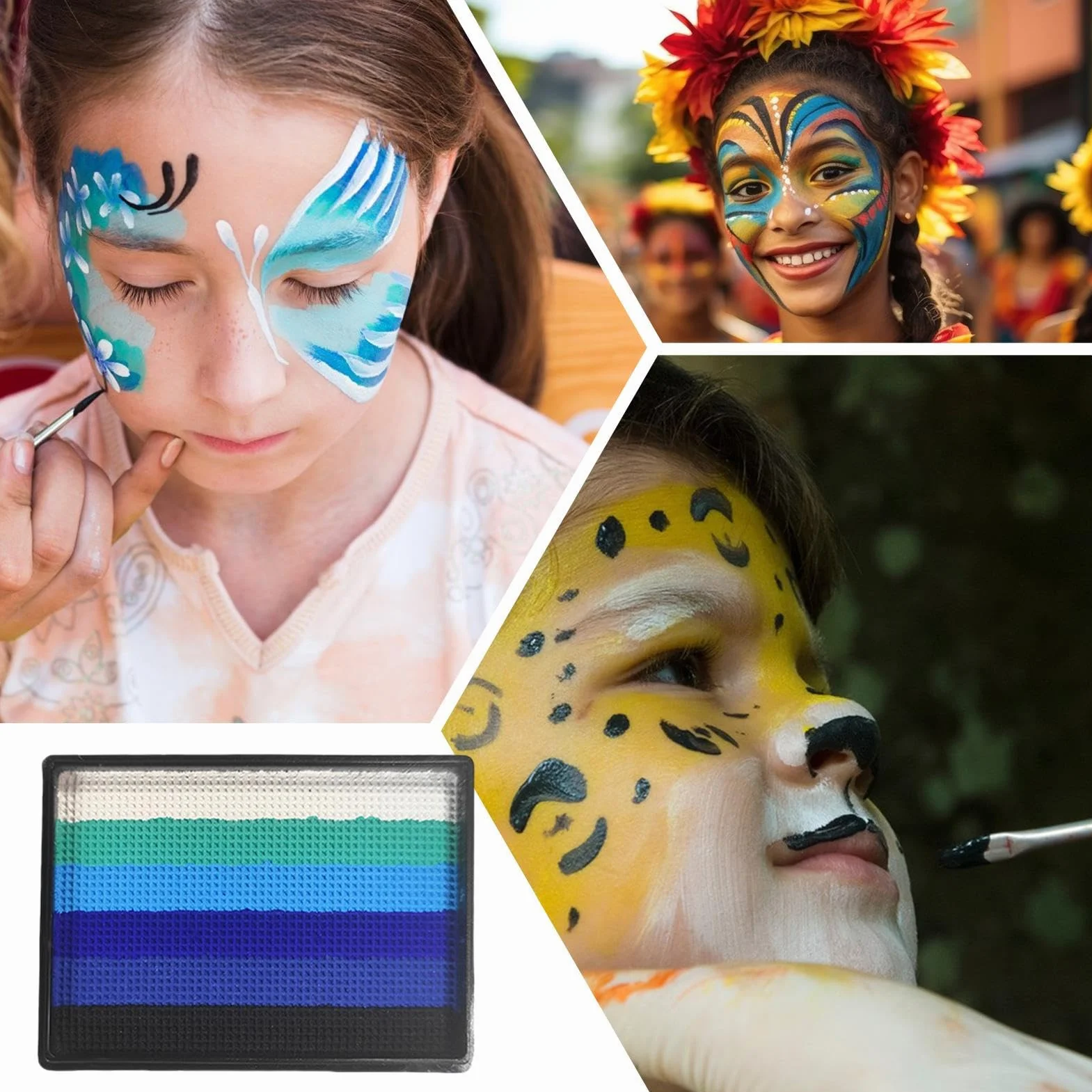 Zestaw do malowania twarzy - paleta do malowania ciała | Farba wodna 6 kolorów na karnawał, wesela, Halloween, Boże Narodzenie, Cosplay i urodziny dorosłych