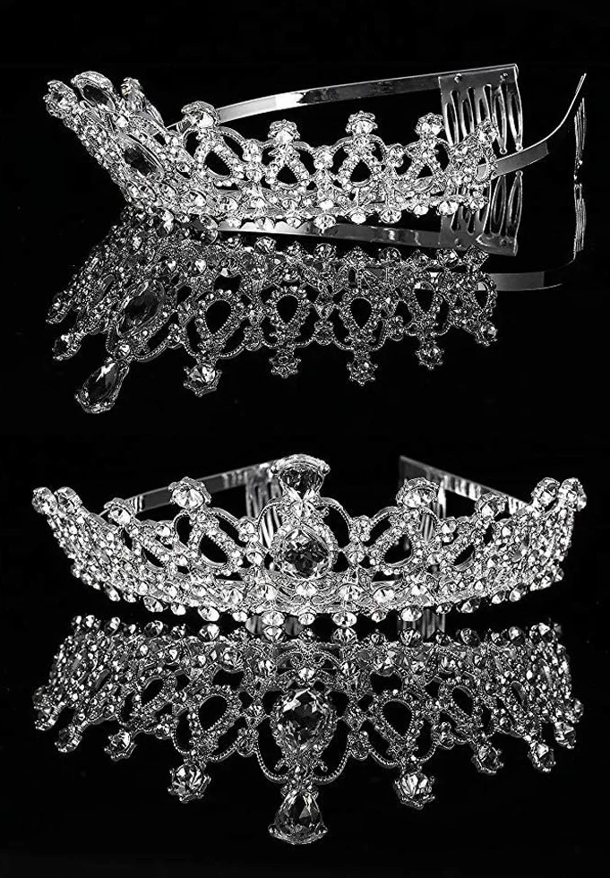 Kryształowa korona tiara, tiara z grzebieniem z kryształu górskiego, na konkursy ślubne, studniówki, imprezy księżniczki, korona urodzinowa