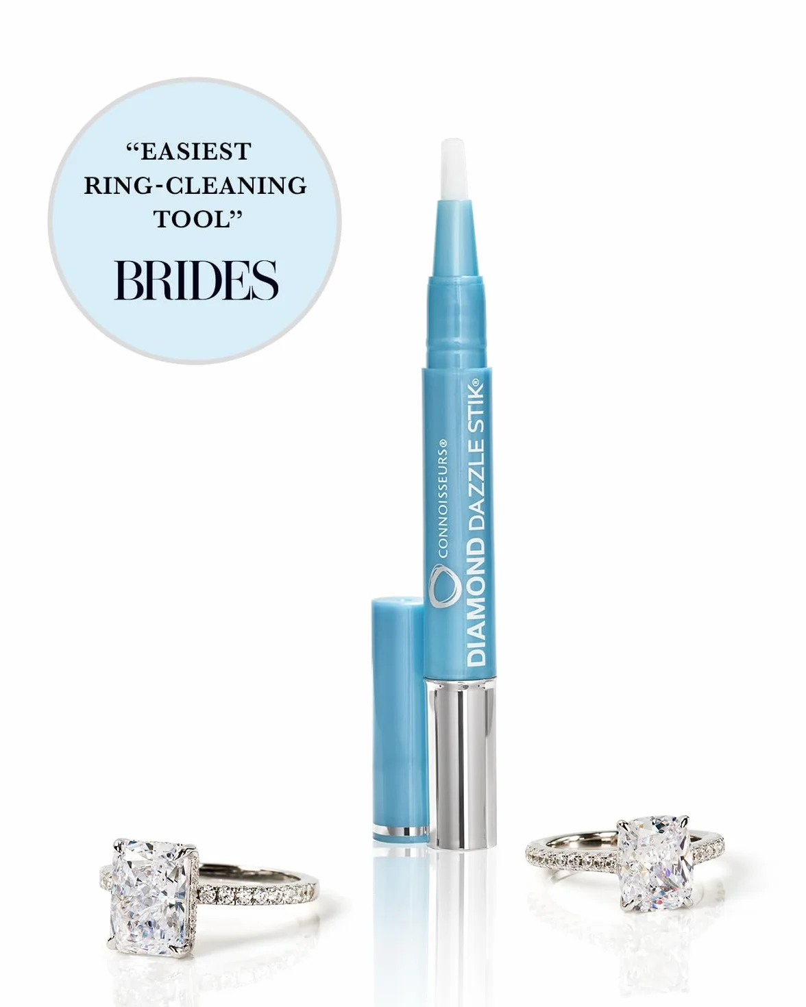 Connoisseurs Środek do czyszczenia biżuterii Diamond Dazzle Stik, środek czyszczący do biżuterii Sparkle & Shine, końcówka pędzla i kompaktowy do diamentów i kamieni szlachetnych (diamentowy sztyft