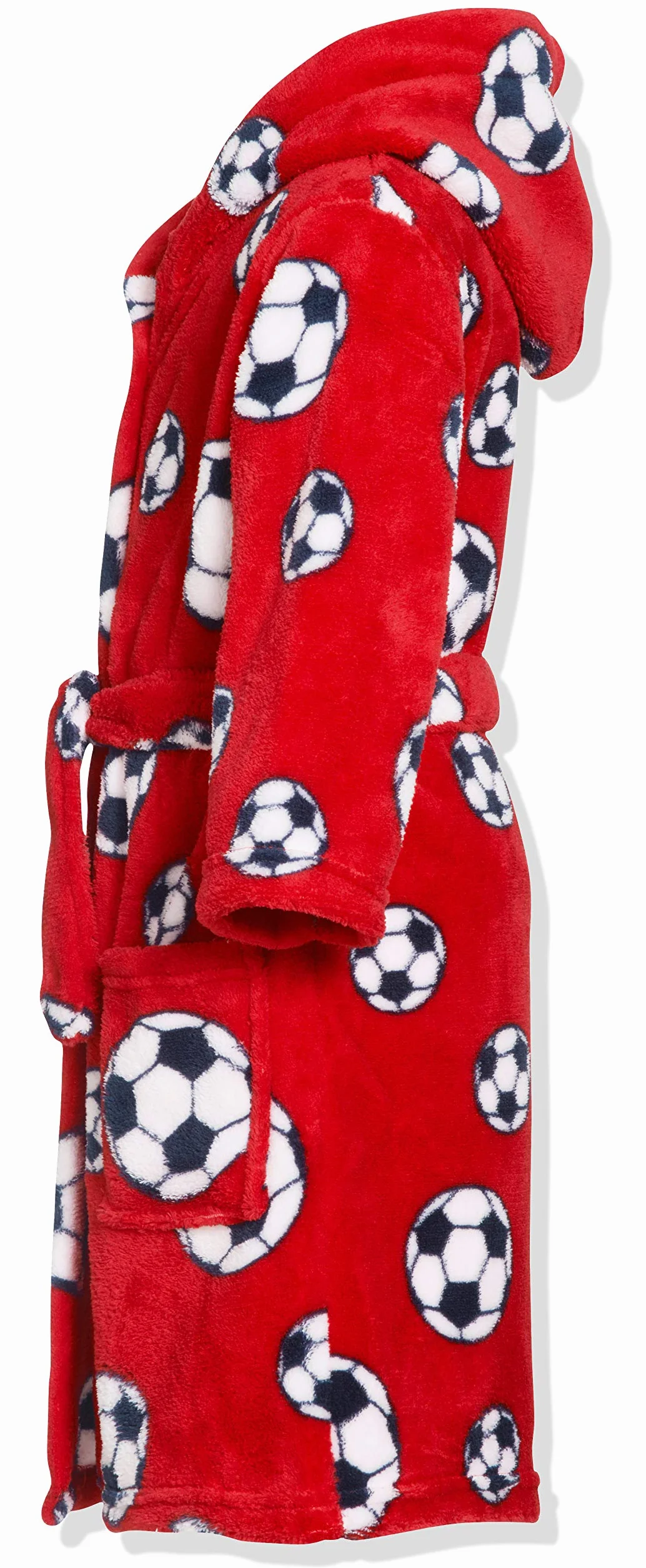 Playshoes Unisex dziecięcy szlafrok polarowy dla dzieci poranny szlafrok, Czerwona piłka nożna, 146-152