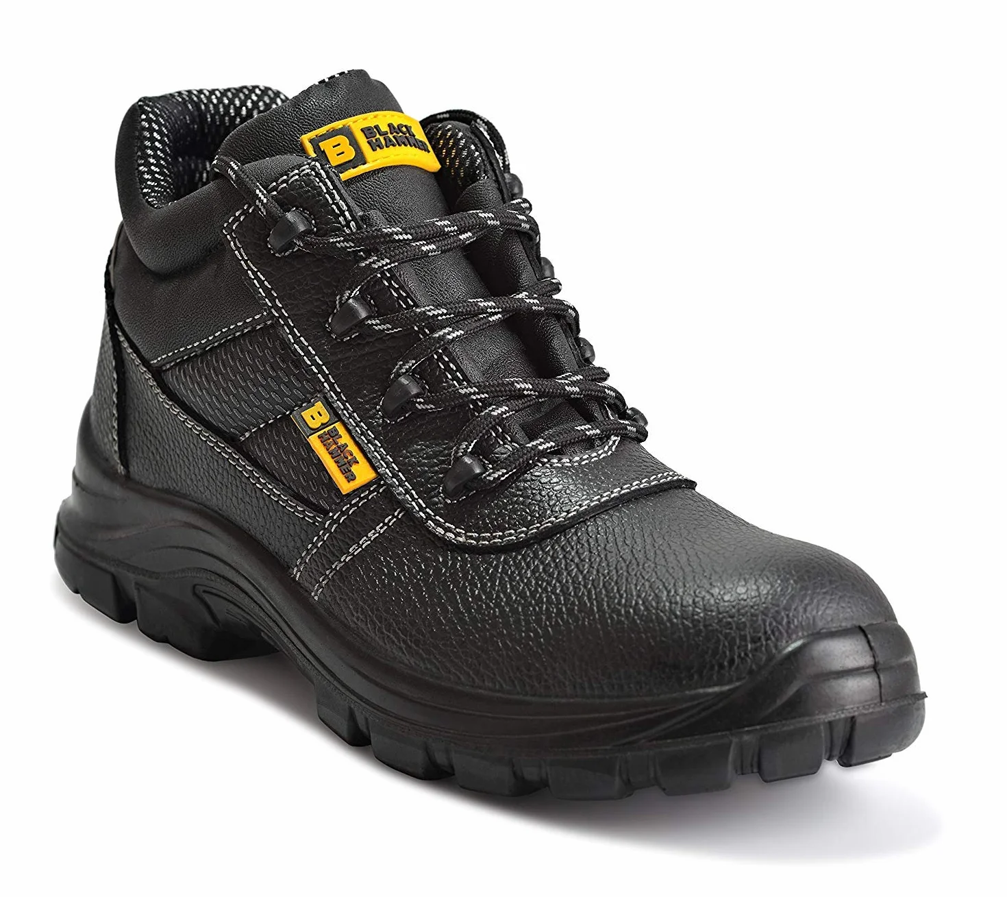 Męskie buty ochronne buty wodoodporne buty skórzane stalowe noski lekkie obuwie za kostkę lekki S3 SRC 1007 Black Hammer