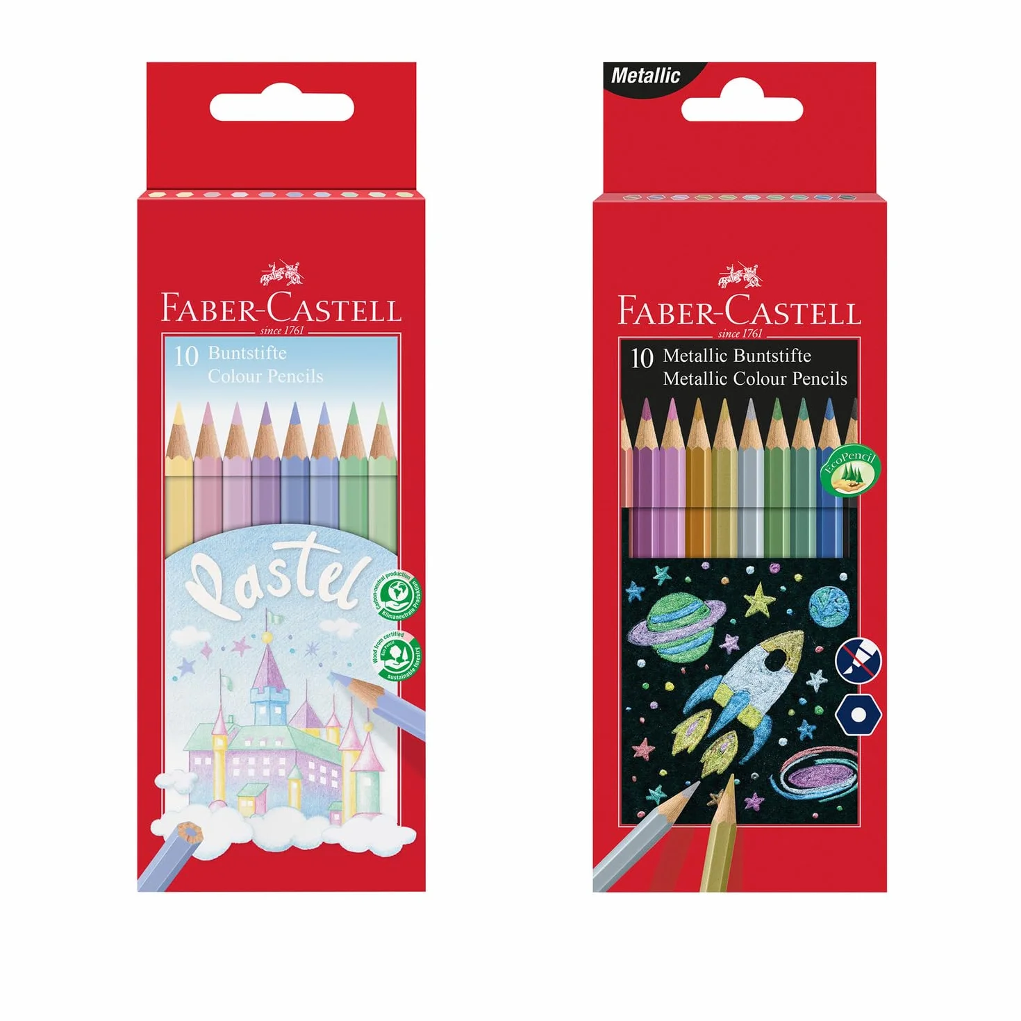 FABER-CASTELL 205068 - Zestaw oBówków metalicznych i pastelowych, 20 sztuk, nieBamliwe, dla dzieci i dorosBych