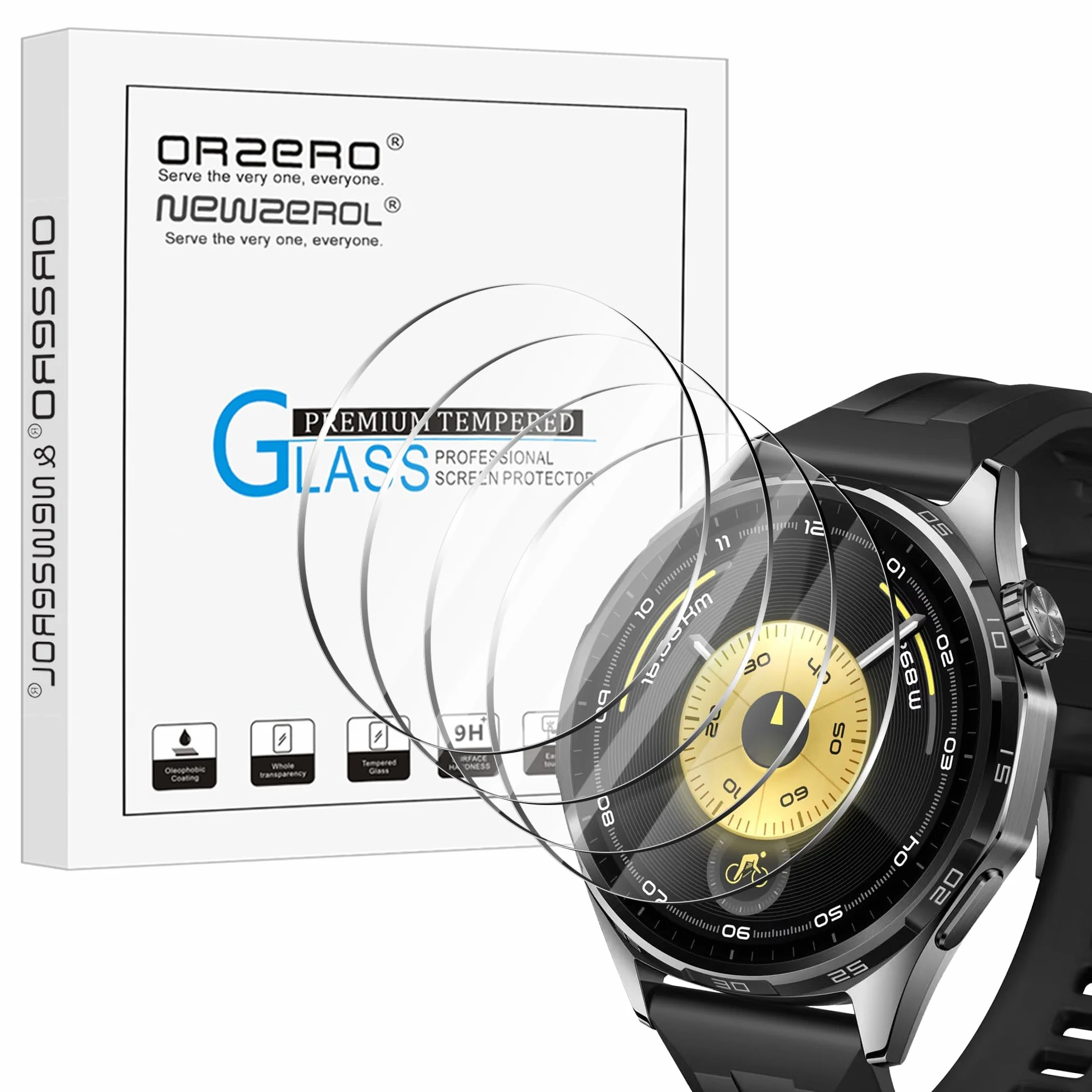 NEWZEROL Szkło ochronne kompatybilne z Huawei Watch GT 6 46 mm, ochrona wyświetlacza, 2,5D Arc Edges folia ochronna 9H, szkło odporne na zarysowania, bez pęcherzyków powietrza, folia ochronna na