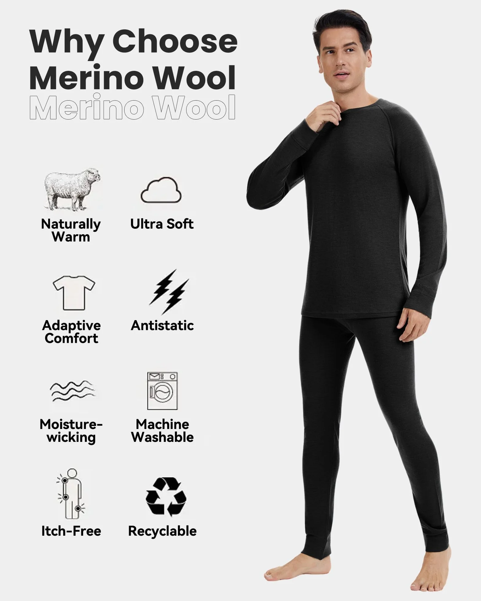 100% wełna z merynosów, długie majtki, męskie bielizna termiczna, bielizna męska, długa bielizna funkcyjna